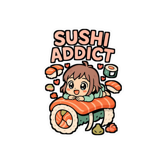 Sushi Addict – Vinyl Sticker for Car, Laptop, or Water Bottle | Japanese Food Decal, Seafood Lover Gift