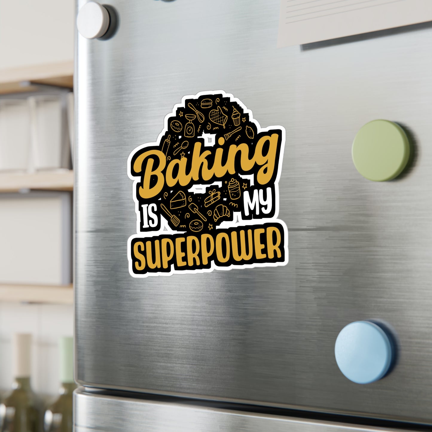 Baking Is My Superpower - Baking Sticker for Laptop Sticker. Water Bottle Sticker, Vinyl Cake-decorator Decal - Baking Gift