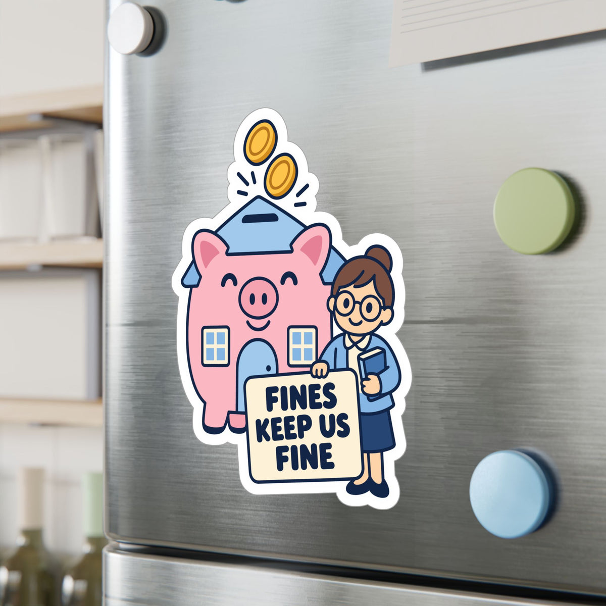 Librarian Sticker - Fines Keep Us Fine, Fabulous Magical Unicorn Decals for Laptop and Water Bottle