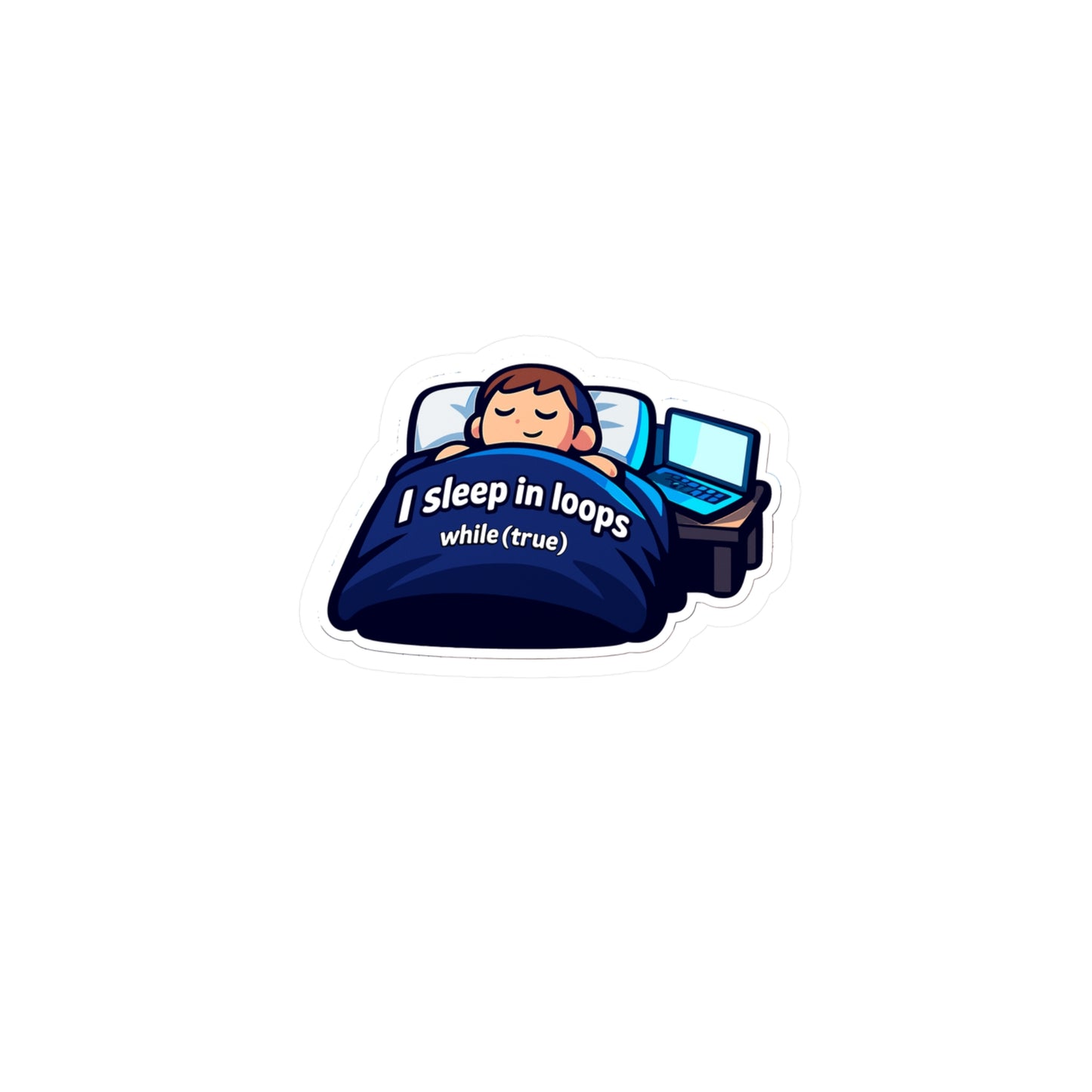 Coding Sticker I Sleep in Loops Funny Programmer Decals, Waterproof Vinyl for Laptop or Water Bottle, Source Code Semicolon Humor