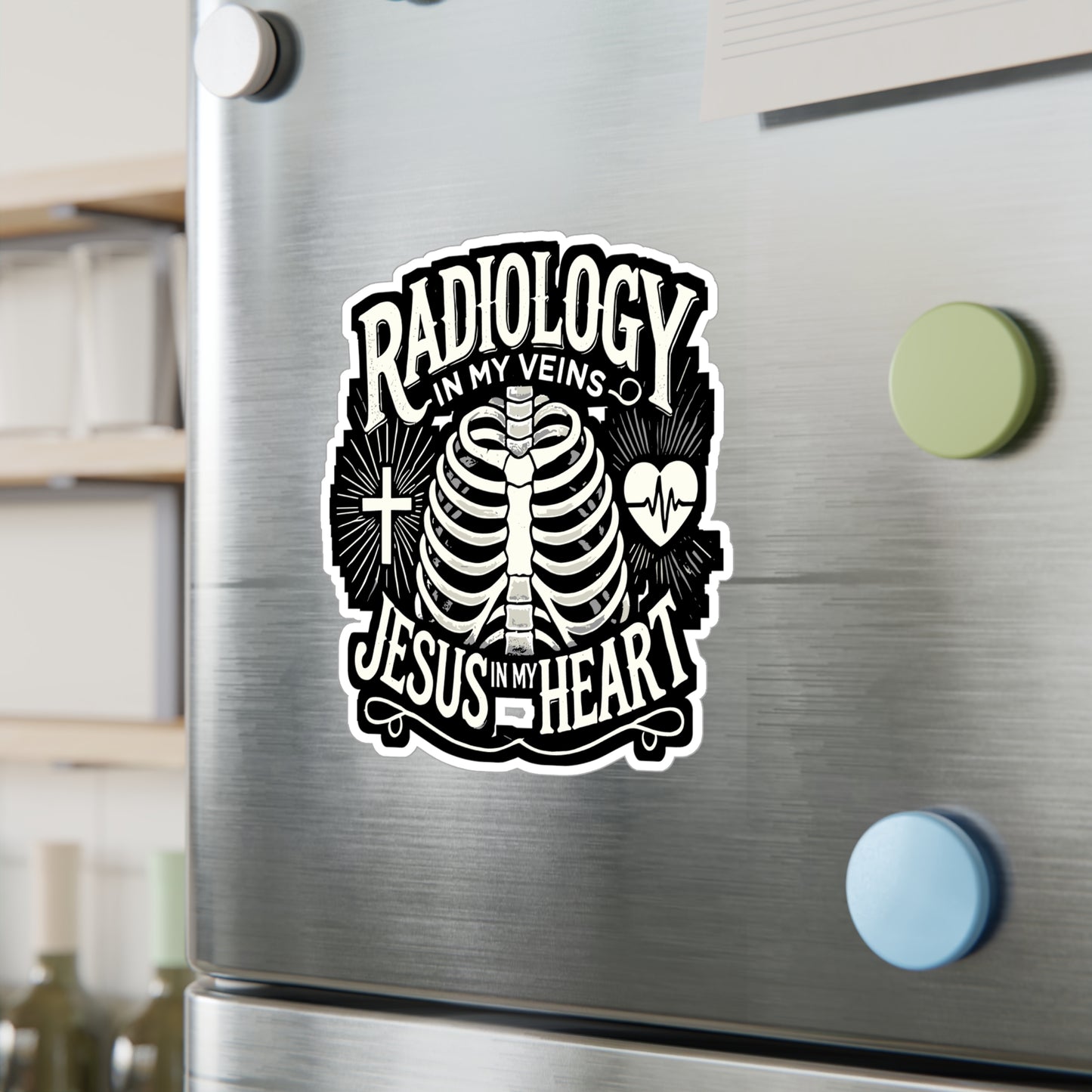 Radiology In My Veins Jesus In My Heart - Radiology Sticker for Laptop Sticker. Water Bottle Sticker, Vinyl Jesus Decal - Radiology Gift