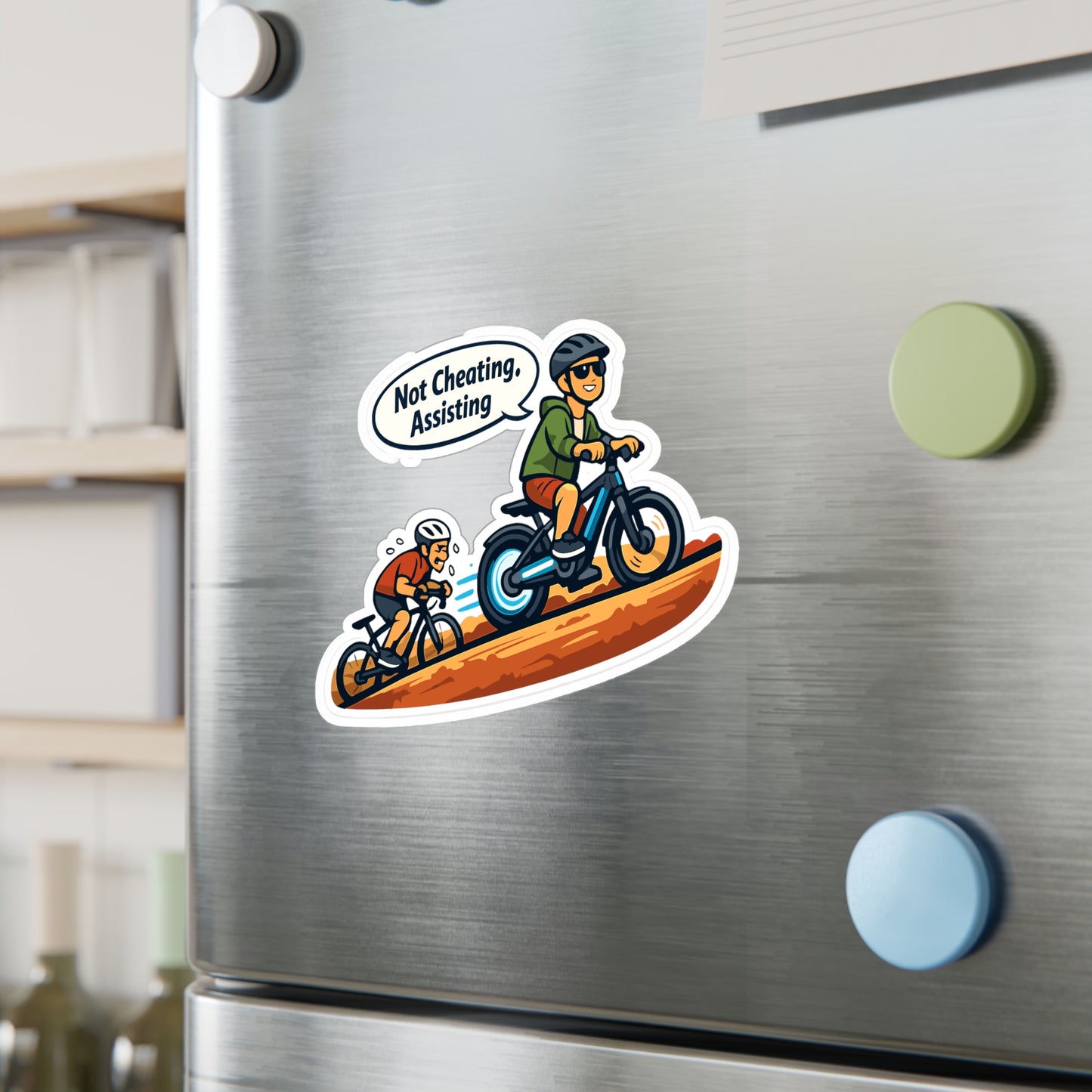 E-Bike Sticker Not Cheating, Assisting funny electric bike decals waterproof vinyl for Laptop Water Bottle ecycling e cyclist