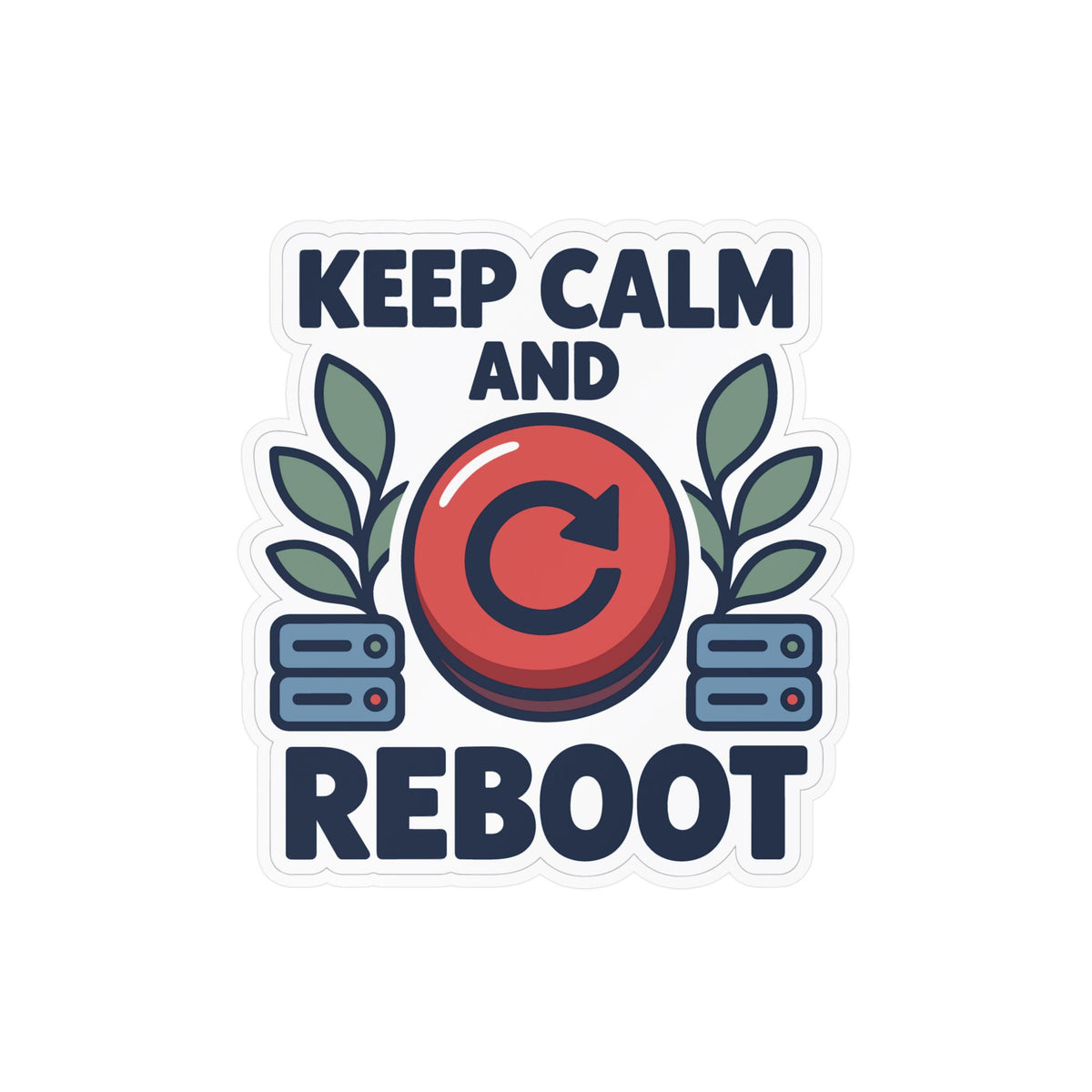 Tech Sticker - Keep Calm And Reboot, Button & Bandage Design Decals for Laptop or Water Bottle