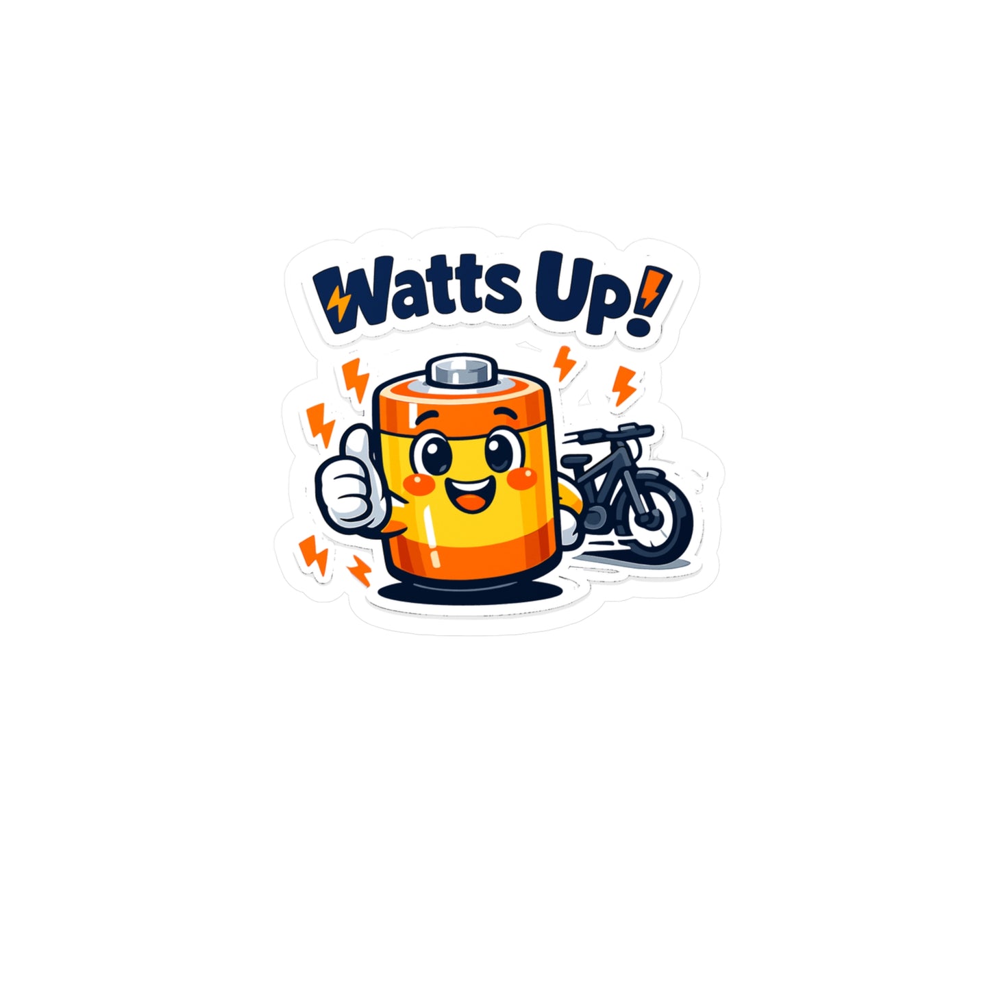 E-Bike Sticker "Watts Up!" Funny Electric Bike Decals for E Cycling, E Cyclist – Waterproof Vinyl for Laptop, Water Bottle
