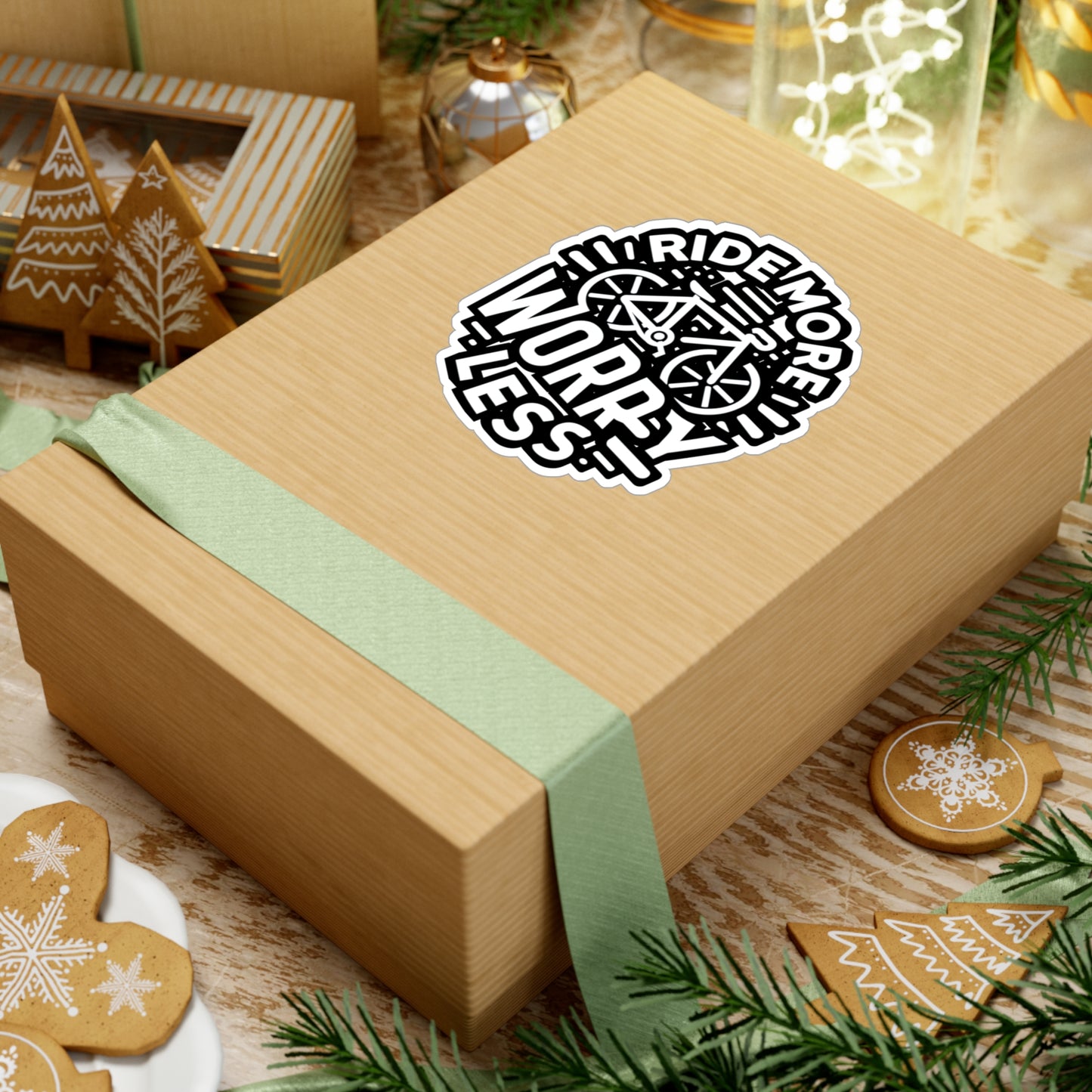 Ride more, worry less  - Cycling Sticker for Car Laptop Sticker. Water Bottle Sticker, Vinyl Cyclist Decal - Cycling Gift