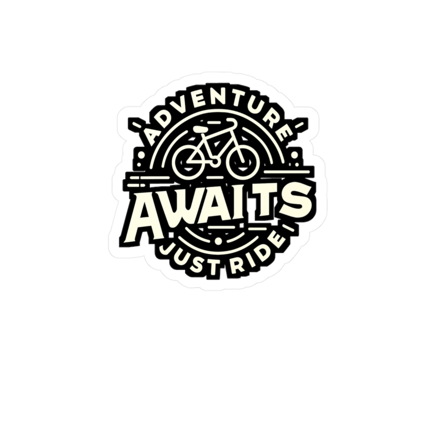 Adventure awaits, just ride - Cycling Sticker for Laptop Sticker. Water Bottle Sticker, Vinyl Cyclist Decal - Cycling Gift