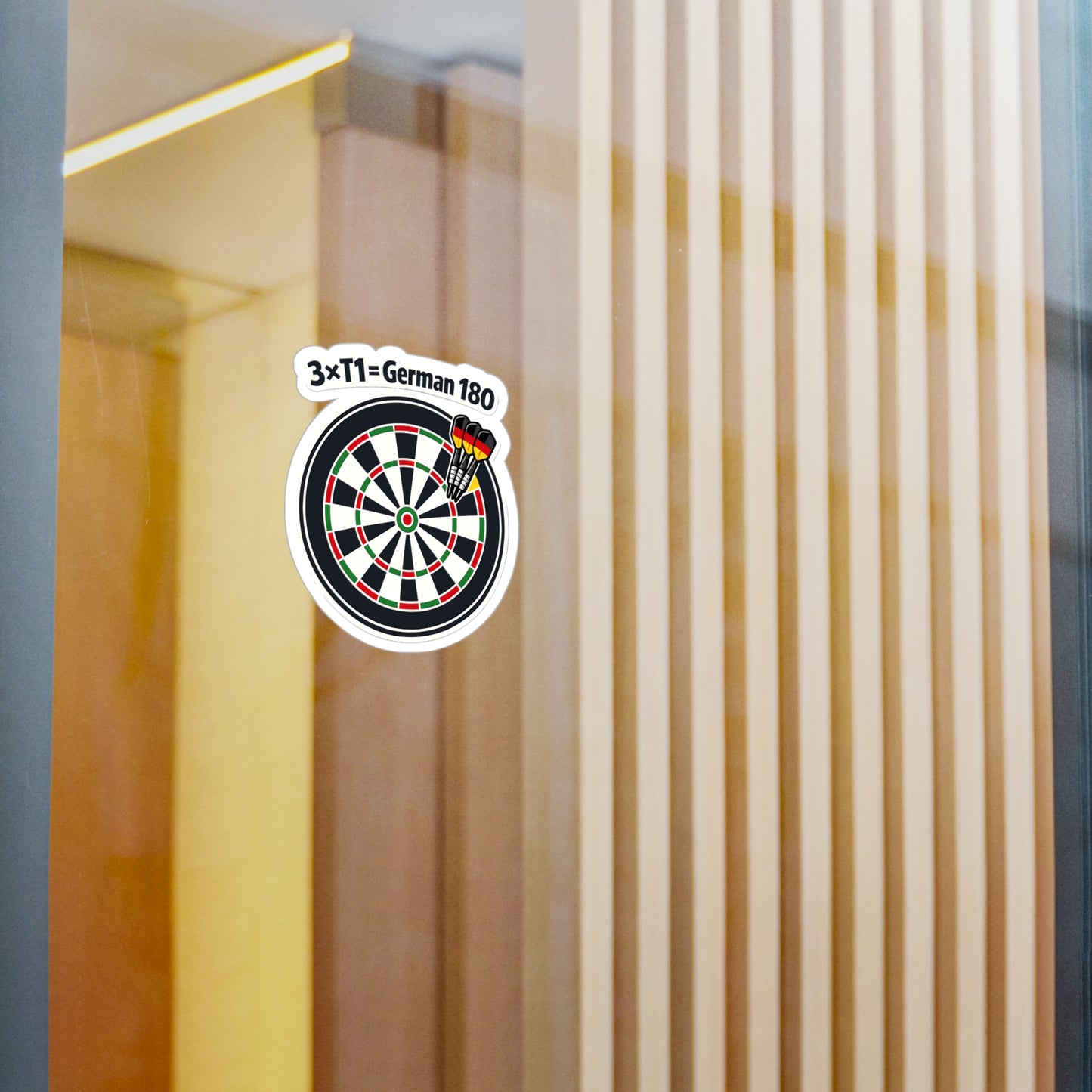 Dart Sticker 3×T1 = German 180 Funny Dartboard Decals, Waterproof Vinyl for Laptop Water Bottle, Drinking Team Arrow Design