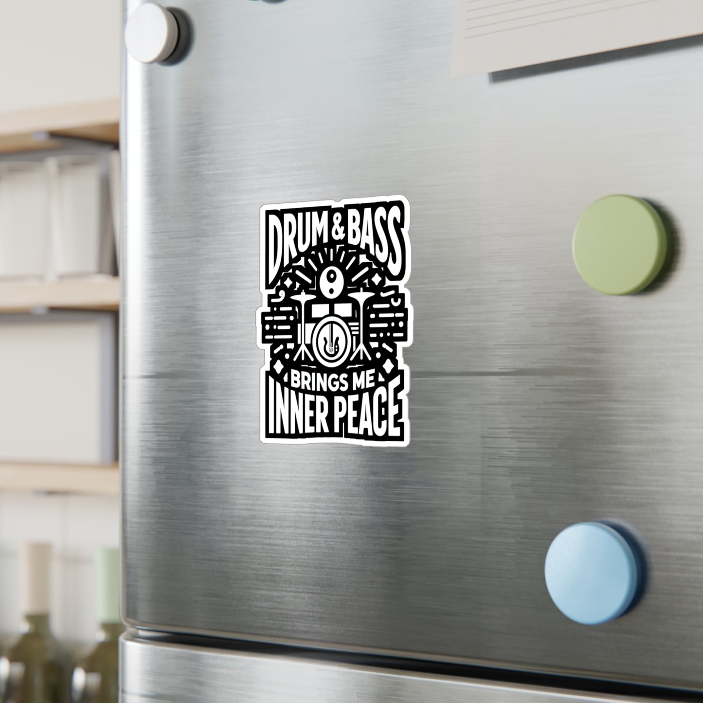 Drum and Bass Brings Me Inner Peace  - Audio-engineer Sticker for Laptop Sticker. Water Bottle Sticker, Vinyl Monitor Decal - Audio-engineer Gift