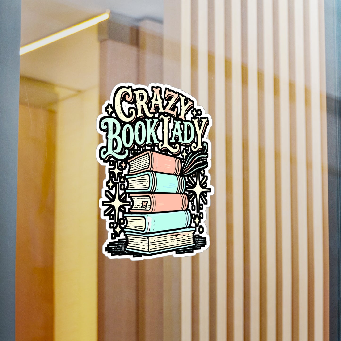 Crazy Book Lady – Vinyl Book Sticker for Car Window, Laptop, or Water Bottle | Reading Decal, Funny Librarian Gift