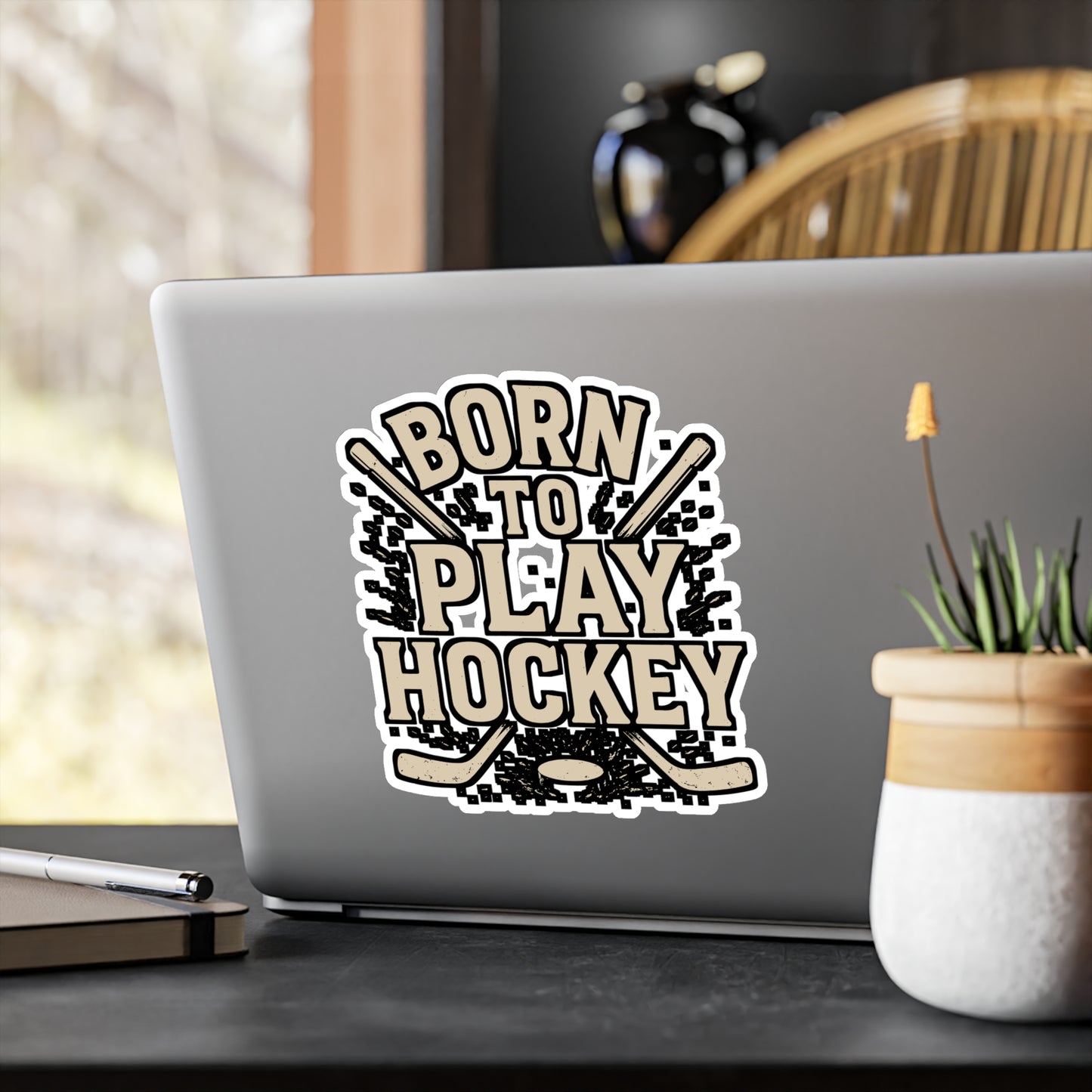 Born to Play Hockey – Ice Hockey Sticker for Laptop, Water Bottle & Sports Lover Gifts