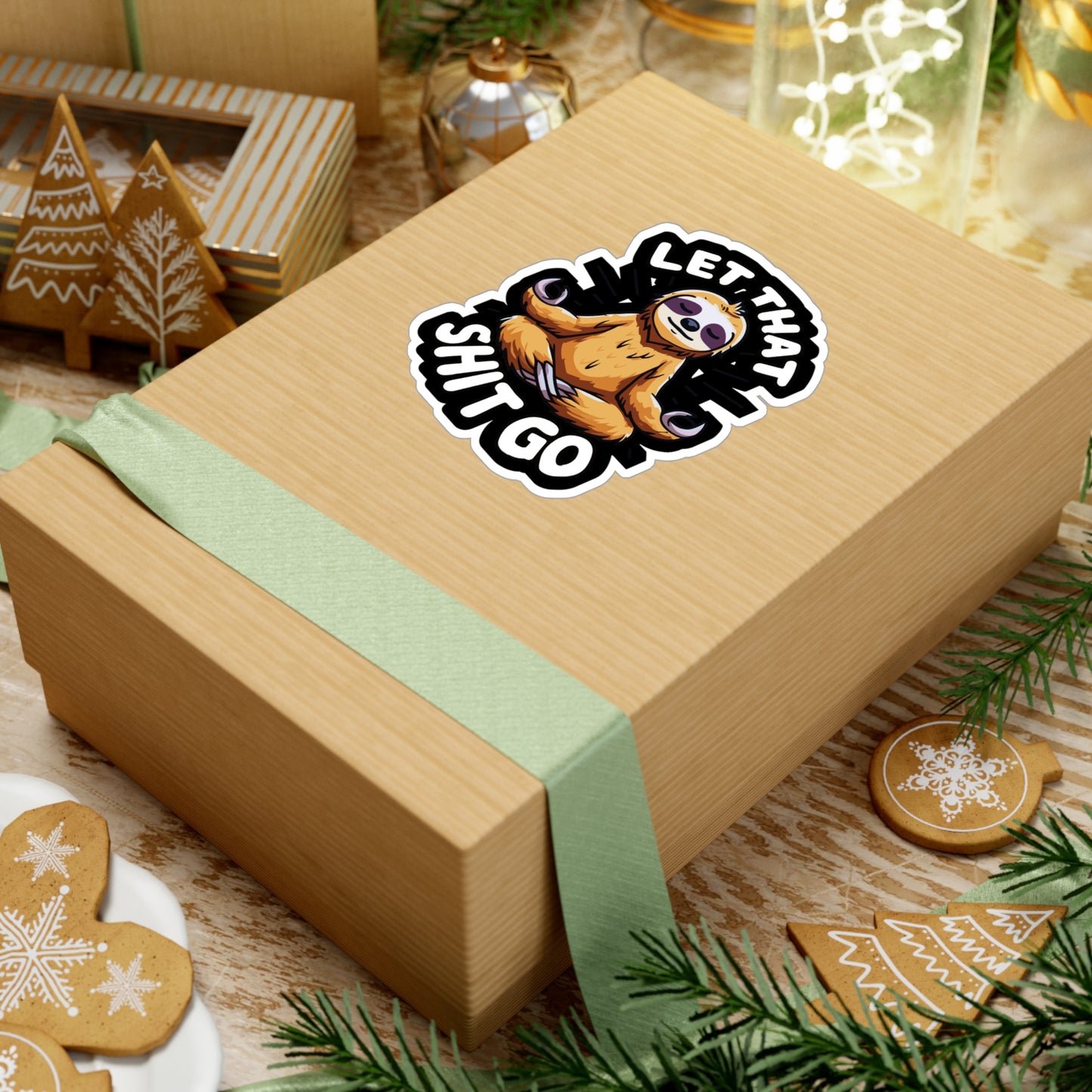 Let That Shit Go - Sloth Sticker for Car Window Laptop Sticker. Water Bottle Sticker, Vinyl Relax Decal, Zen Sticker - Sloth Gift