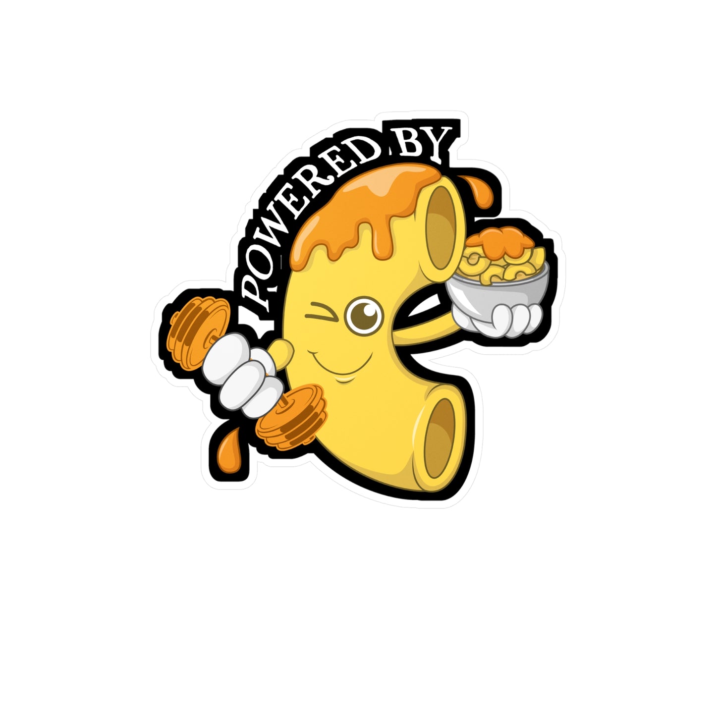 Mac & Cheese Powered By - Macaroni Sticker for Laptop Sticker. Water Bottle Sticker, Vinyl Mac Decal - Macaroni Gift