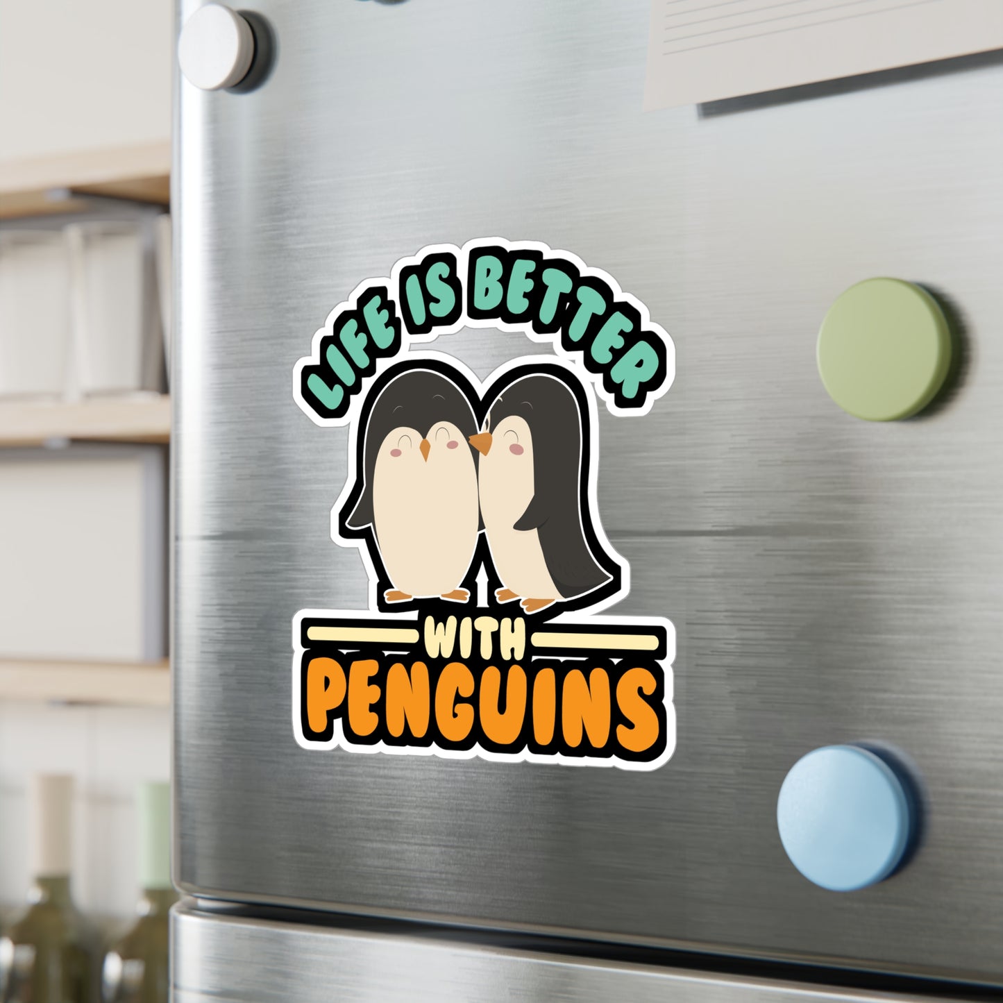 Life Is Better With Penguins - Penguin Sticker for Laptop Sticker. Water Bottle Sticker, Vinyl Small Decal - Penguin Gift