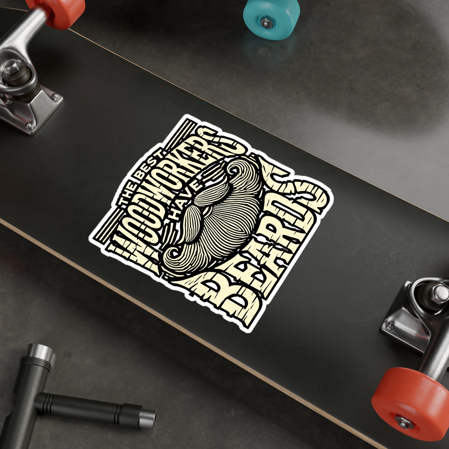 The Best Woodworkers Have Beards – Funny Carpenter Sticker for Laptop, Toolbox or Water Bottle | Hammer Decal Gift for Men