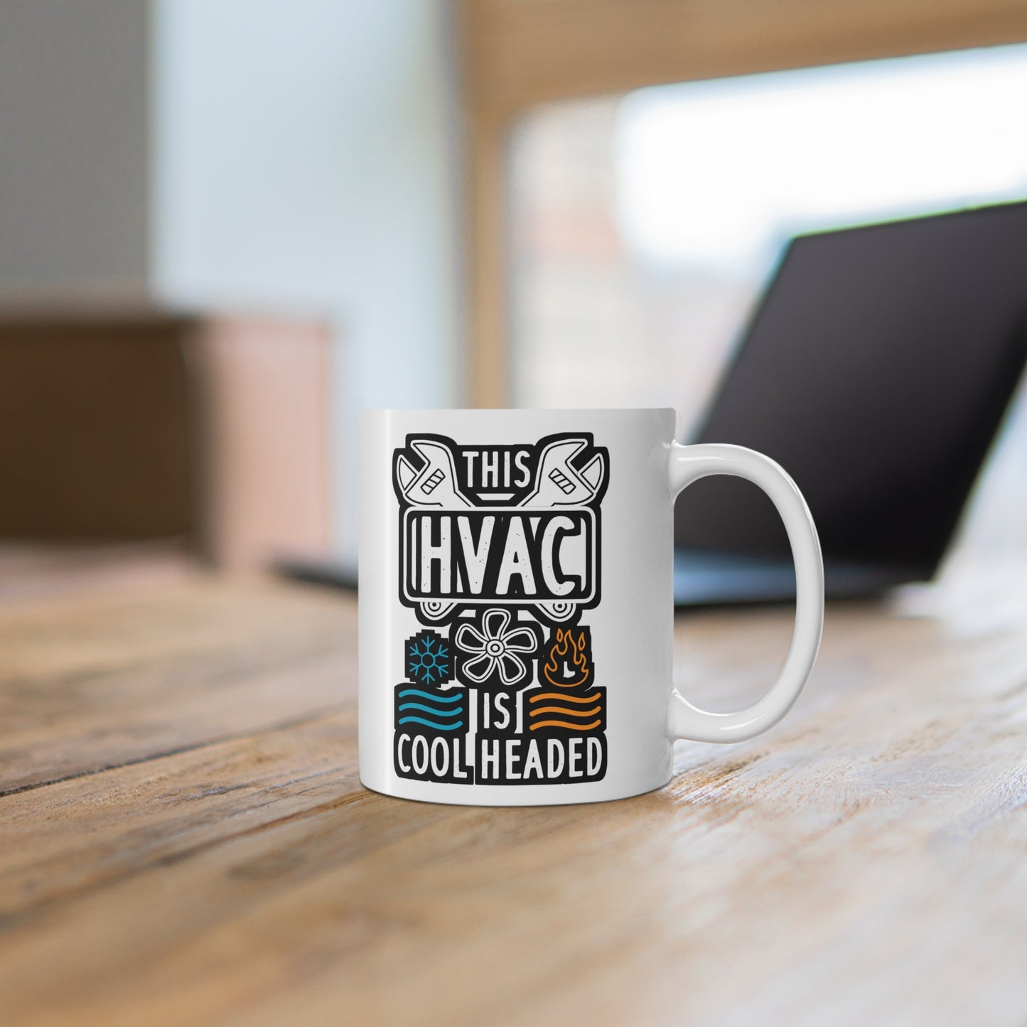 This HVAC Is Cool Headed - HVAC Mug for Coffee 11oz. HVAC Cup, White ceramic, Air-conditioner Mug, Ducts Tea Cup - HVAC Gift