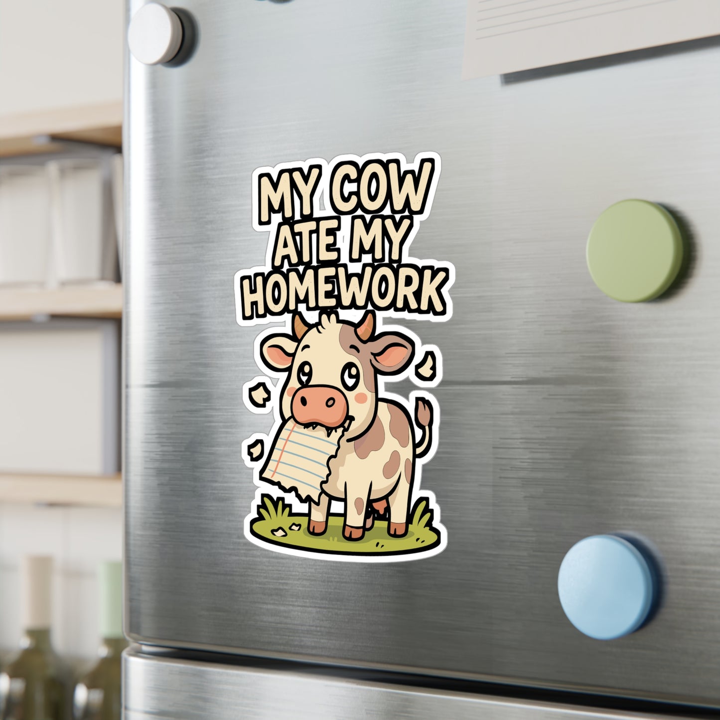 My Cow Ate My Homework – Funny Cow Sticker | Vinyl Decal for Laptop, Car Window or Water Bottle | Heifer & Cattle Lover Gift