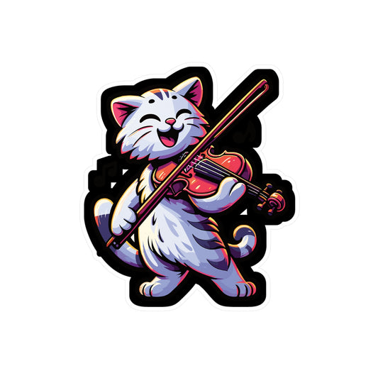 Musician Cat Violin - Violin Sticker for Car Window Laptop Sticker. Water Bottle Sticker, Vinyl Treble Decal, Pitch Sticker - Violin Gift
