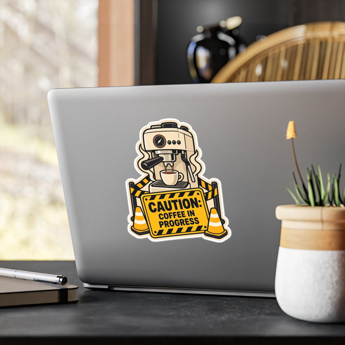 Espresso Sticker - Caution: Coffee in Progress - Fun Decals for Your Grinder or Digital Scale