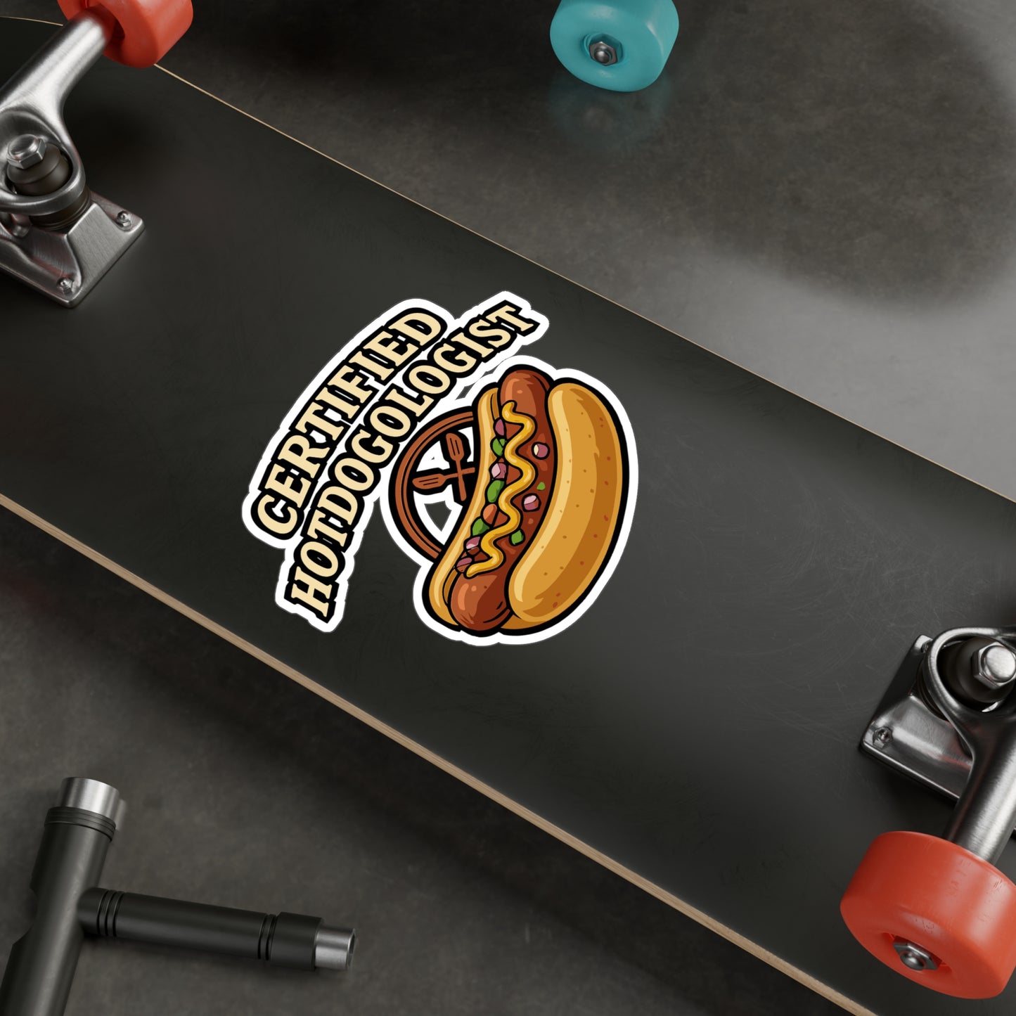 Certified Hotdogologist - Hotdog Sticker for Laptop, Water Bottle - Funny Gift for Food Lovers, Hot Dog Fans, Friends