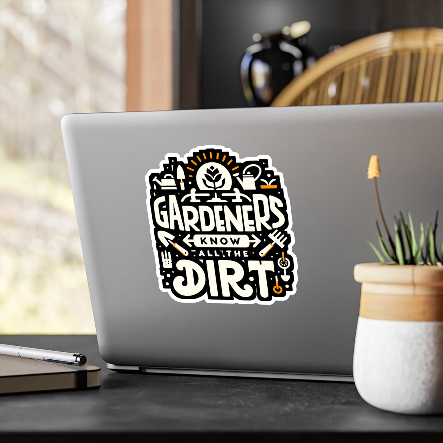 Gardeners know all the dirt - Gardening Sticker for Laptop Sticker. Water Bottle Sticker, Vinyl Greenhouse Decal - Gardening Gift