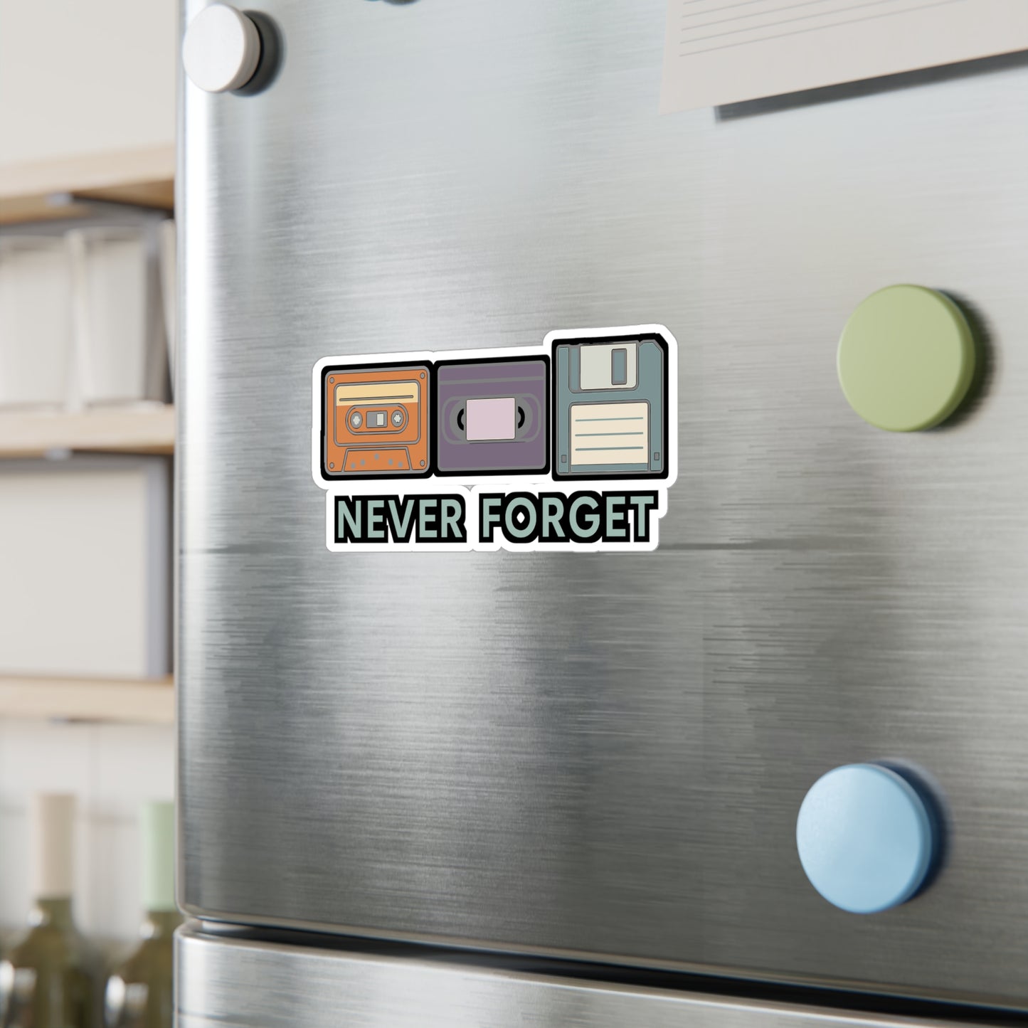Never Forget - Nostalgic Tech Sticker for Laptop, Water Bottle - Retro Gift for Tech Lovers