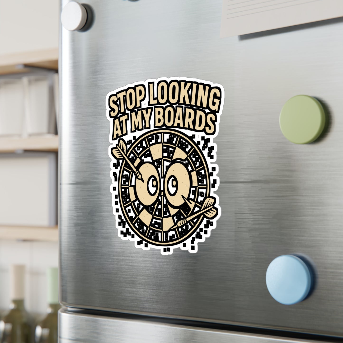 Stop Looking At My Boards – Funny Dart Sticker for Laptop or Water Bottle | Vinyl Dartboard Decal, Player Gift