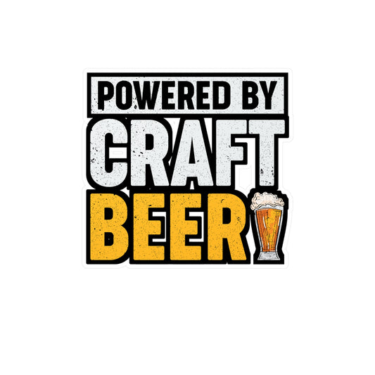 Powered by Craft Beer - Beer Sticker for Car Window Laptop Sticker. Water Bottle Sticker, Vinyl Alcohol Decal, Drinking Sticker - Beer Gift