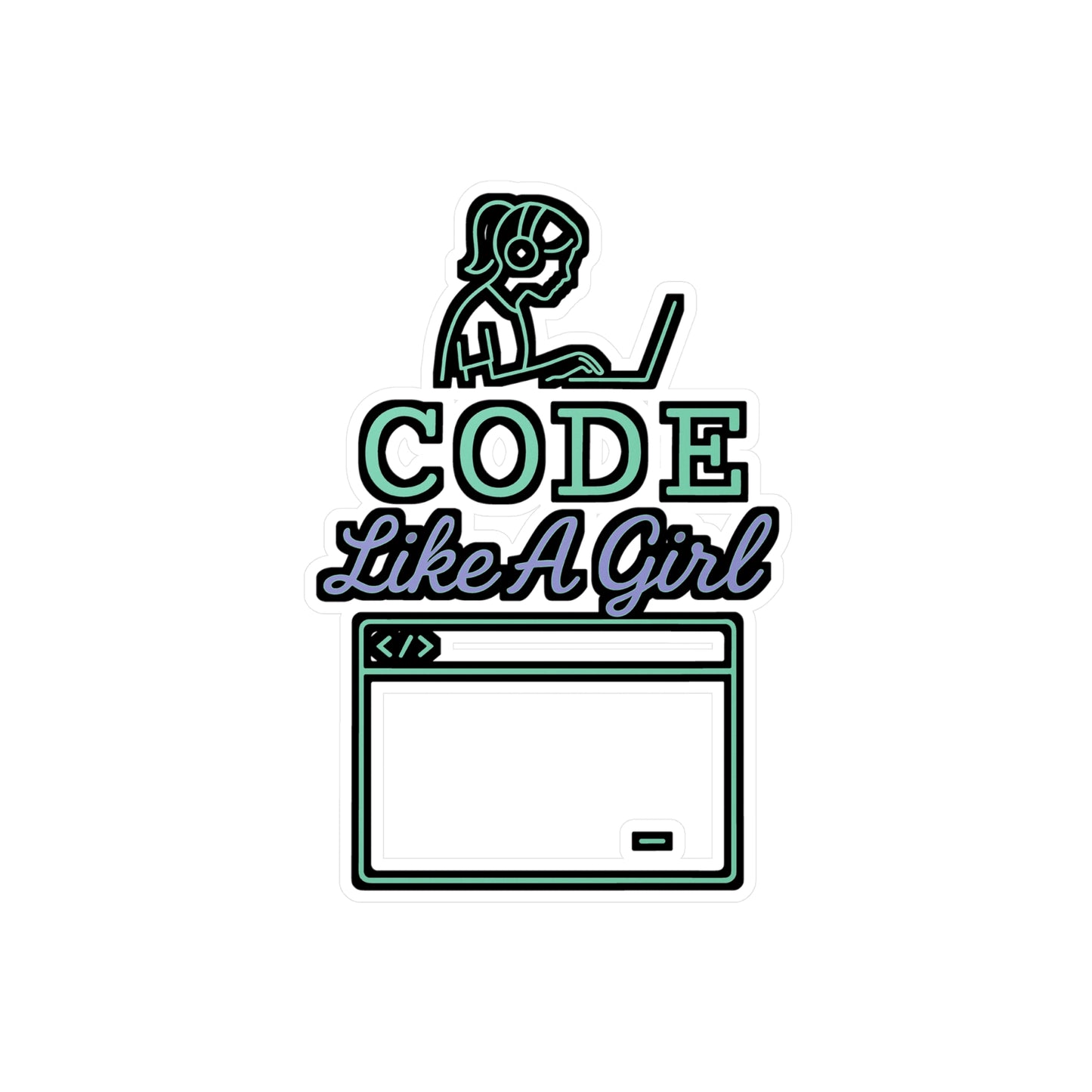 Code Like A Girl – Vinyl Sticker for Laptop or Water Bottle | Programmer Gift, Coding Decor, Tech Accessory