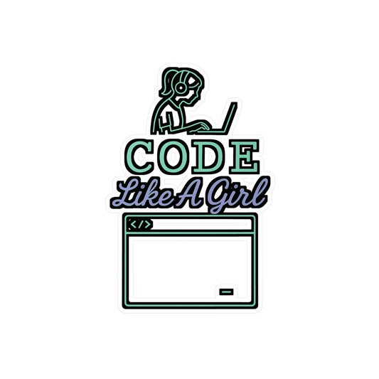 Code Like A Girl – Vinyl Sticker for Laptop or Water Bottle | Programmer Gift, Coding Decor, Tech Accessory