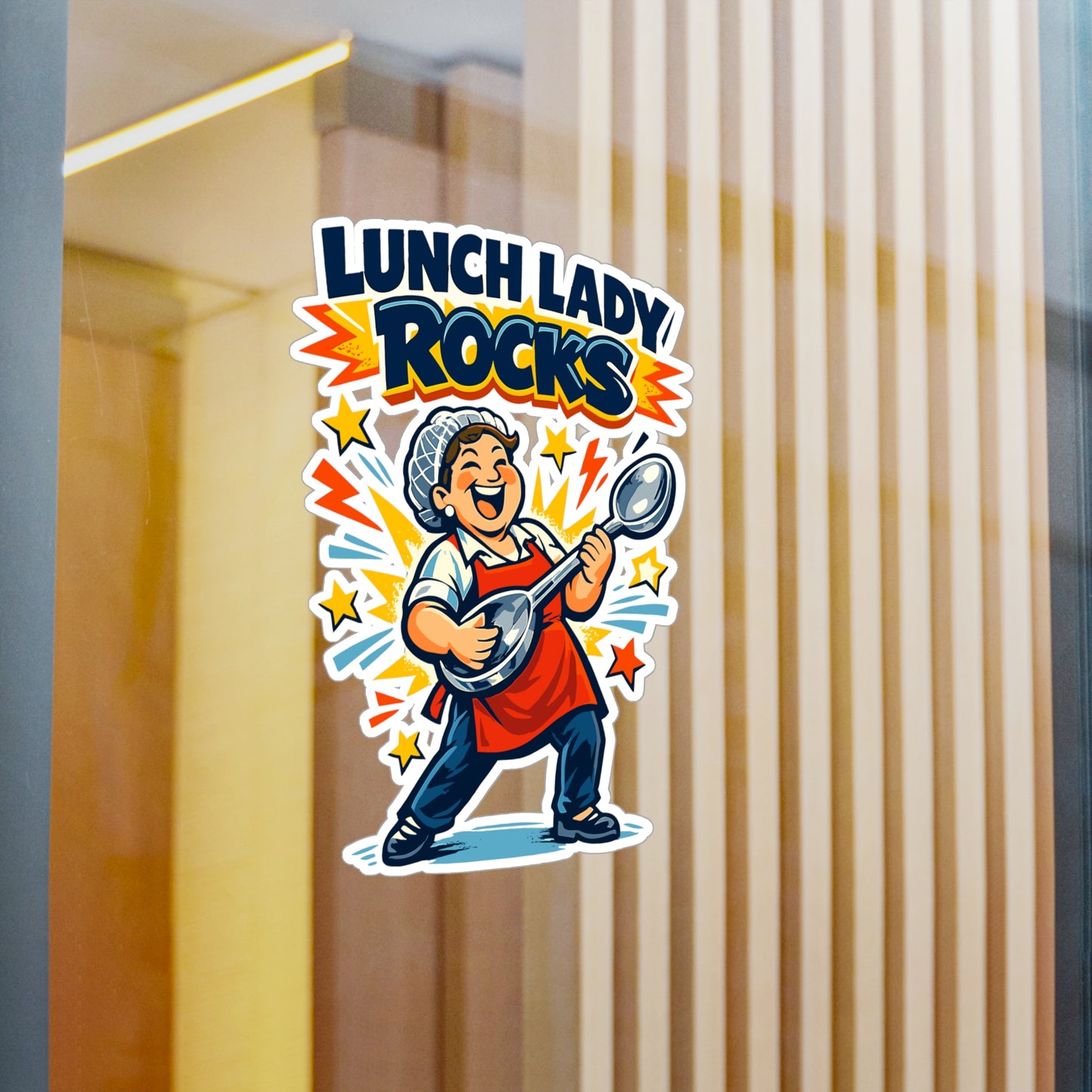Lunch Lady Sticker Lunch Lady Rocks Cute School Canteen Vinyl Waterproof Decals for Laptop Water Bottle