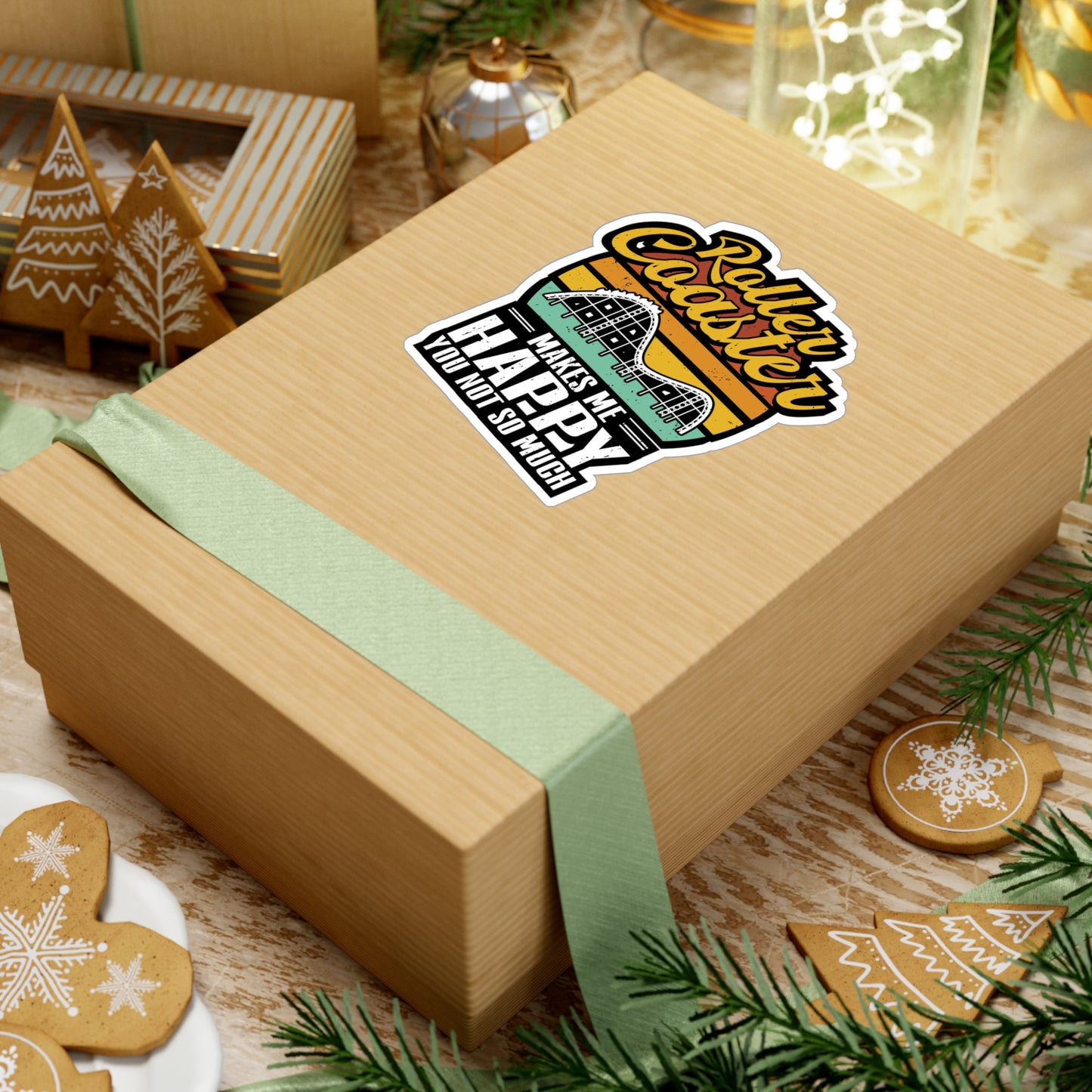 Rollercoaster Makes Me Happy - Adventure Sticker for Laptop Sticker. Water Bottle Sticker, Vinyl Roller Decal - Adventure Gift