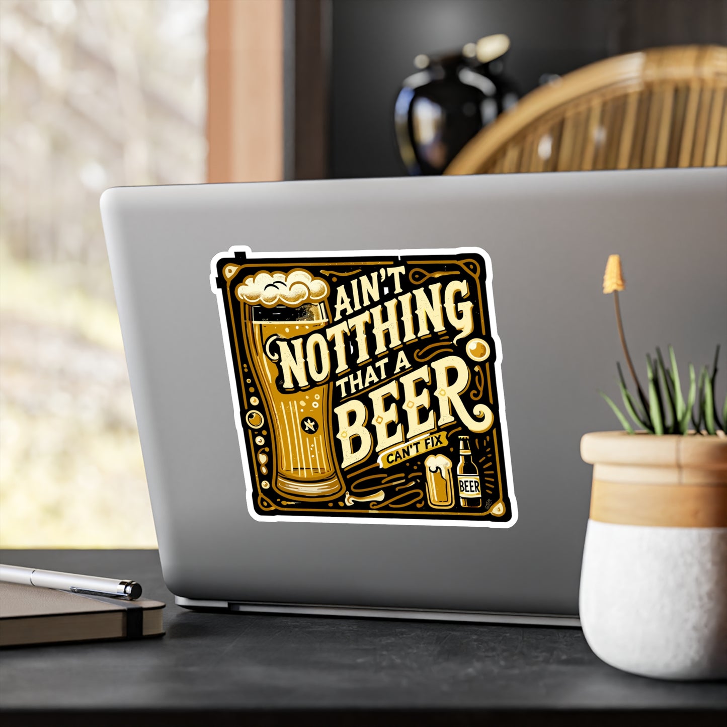 Ain't Nothing That A Beer Can't Fix - Beer Sticker for Laptop Sticker. Water Bottle Sticker, Vinyl Drinking Decal - Beer Gift