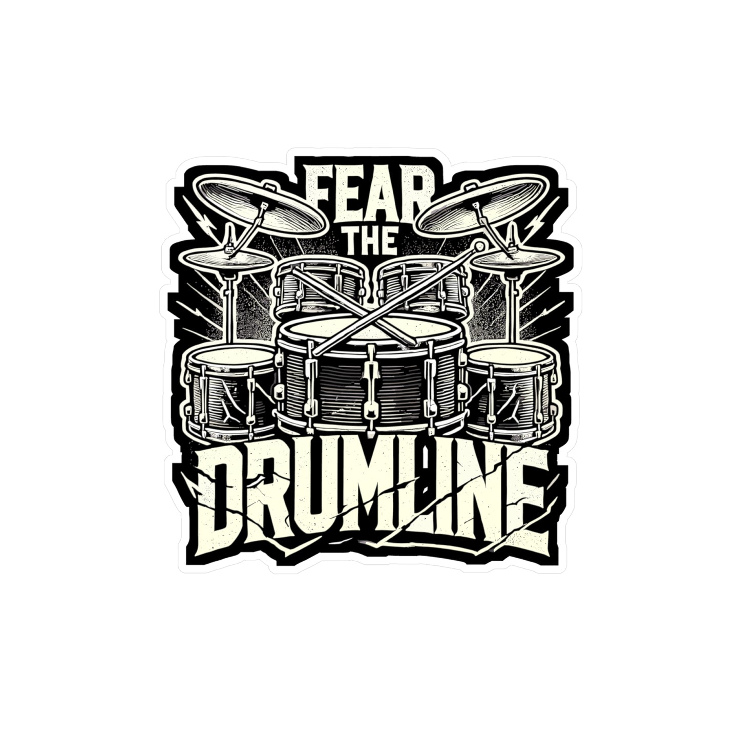 Fear The Drumline - Drummer Sticker for Laptop Sticker. Water Bottle Sticker, Vinyl Drumming Decal - Drummer Gift