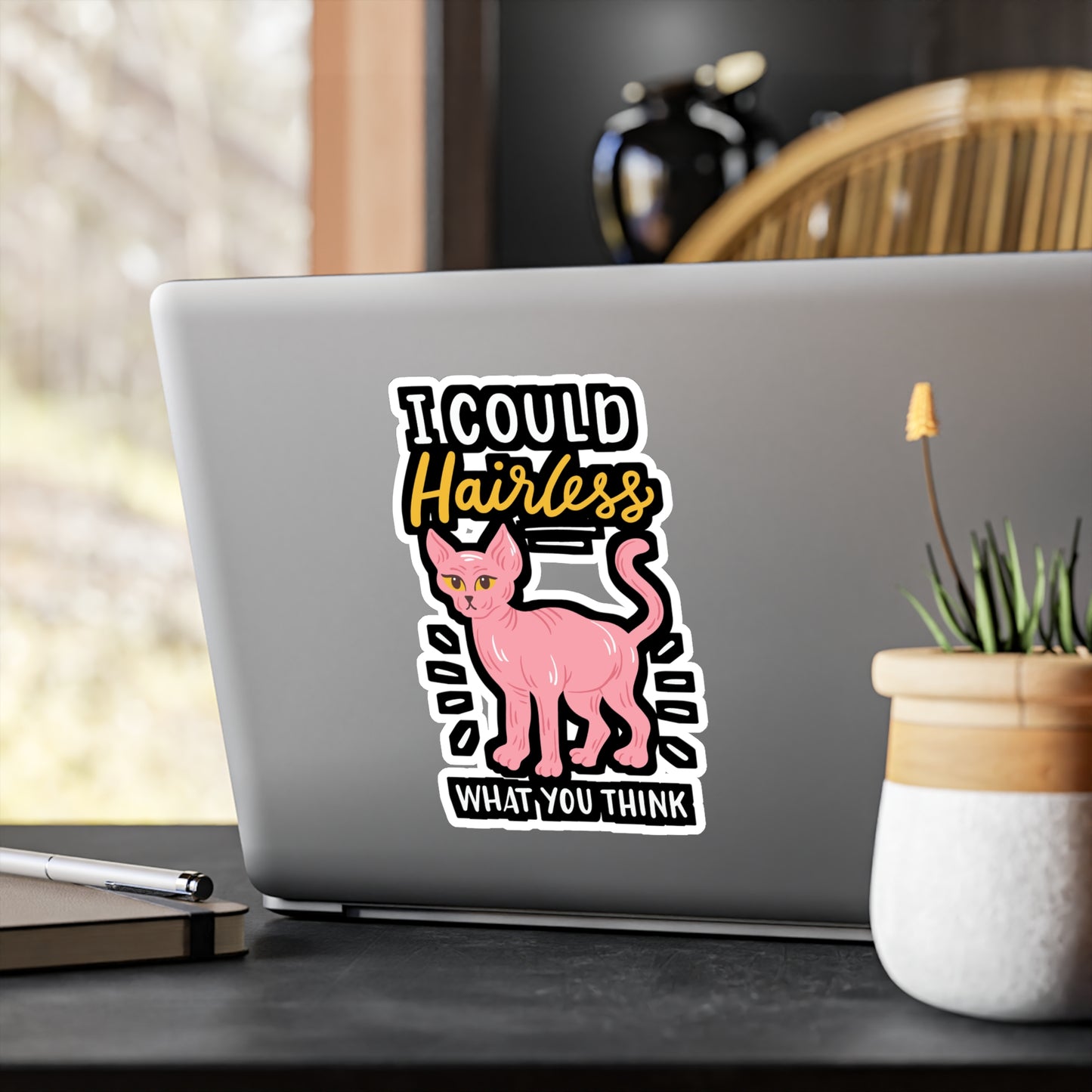 I Could Hairless What You Think - Sphynx Sticker for Laptop Sticker. Water Bottle Sticker, Vinyl Bald Decal - Sphynx Gift