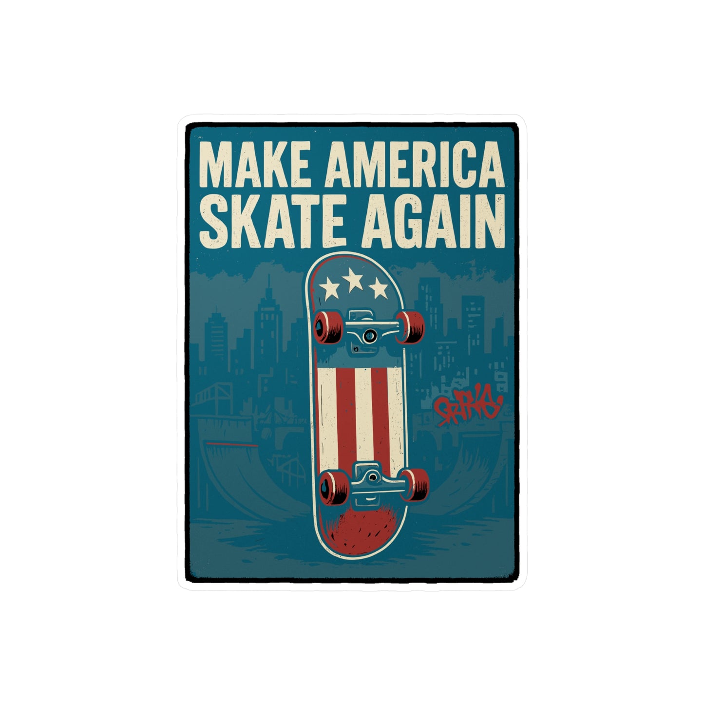 Make America Skate Again - Skateboarding Sticker for Laptop, Water Bottle, Teens & Skater Gifts