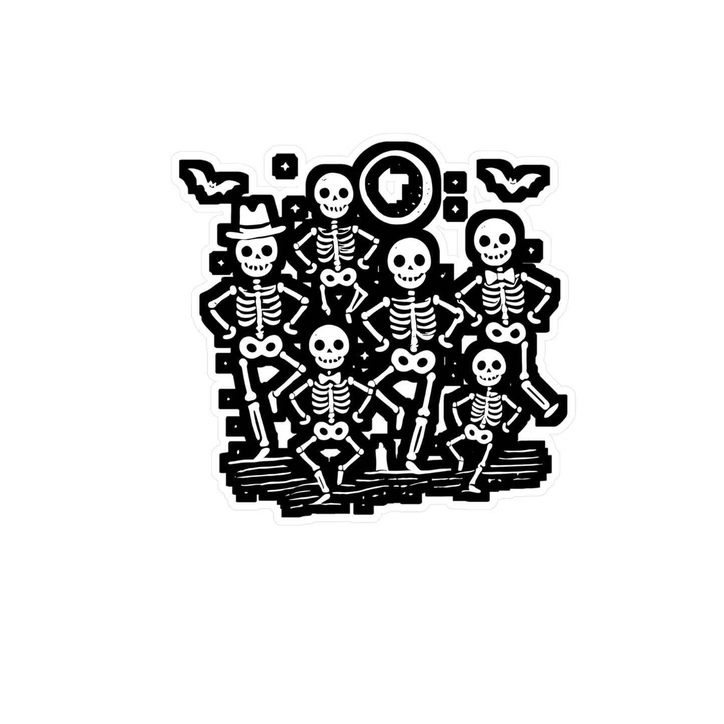 Halloween Dancing Skeletons - Halloween Sticker for Laptop Sticker. Water Bottle Sticker, Vinyl Skeletons Decal - Halloween Gift