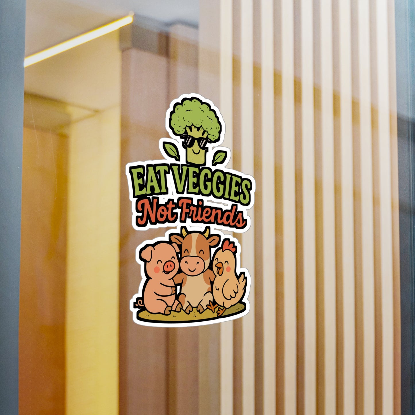 Eat Veggies Not Friends – Vinyl Sticker for Laptop or Water Bottle | Plant-Based Vegan Gift Decal