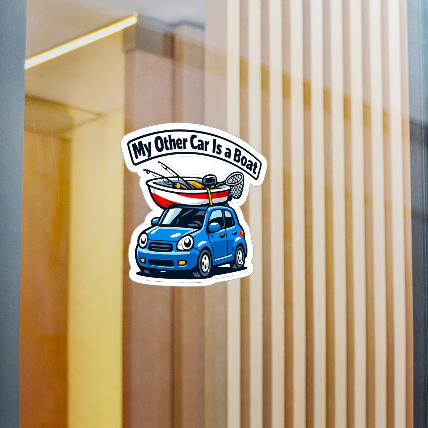 Fishing Sticker My Other Car Is a Boat Funny Angling Lake Boating Vinyl Waterproof Decals for Laptop Water Bottle