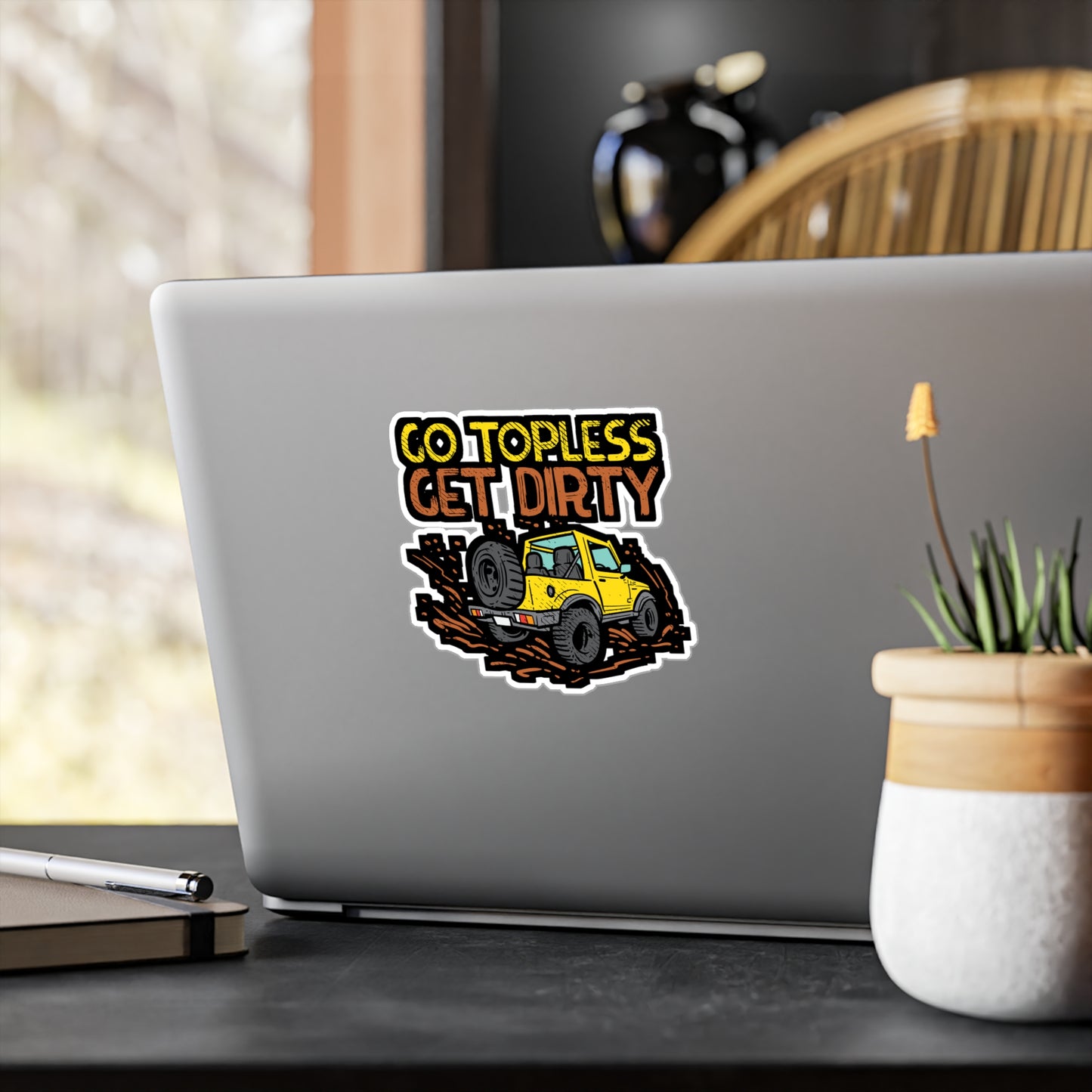 Go Topless Get Dirty - Offroading Sticker for Laptop Sticker. Water Bottle Sticker, Vinyl Dirt Decal - Offroading Gift