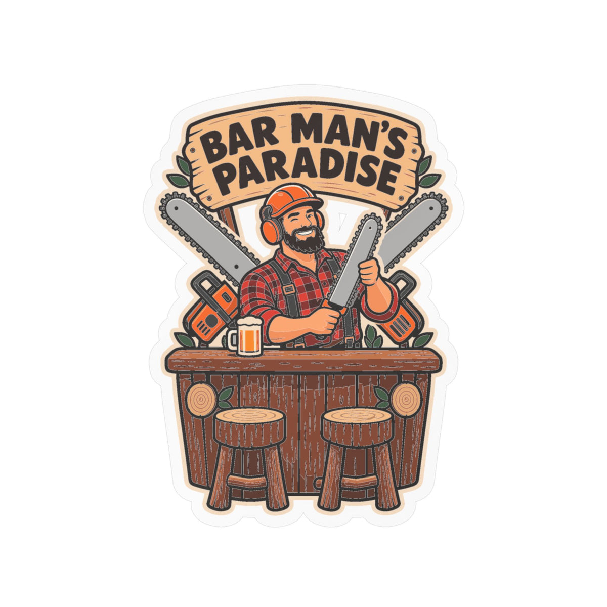Tree Sticker "Bar Man's Paradise" for a Tree Worker or Branch Manager - Laptop and Water Bottle Decals