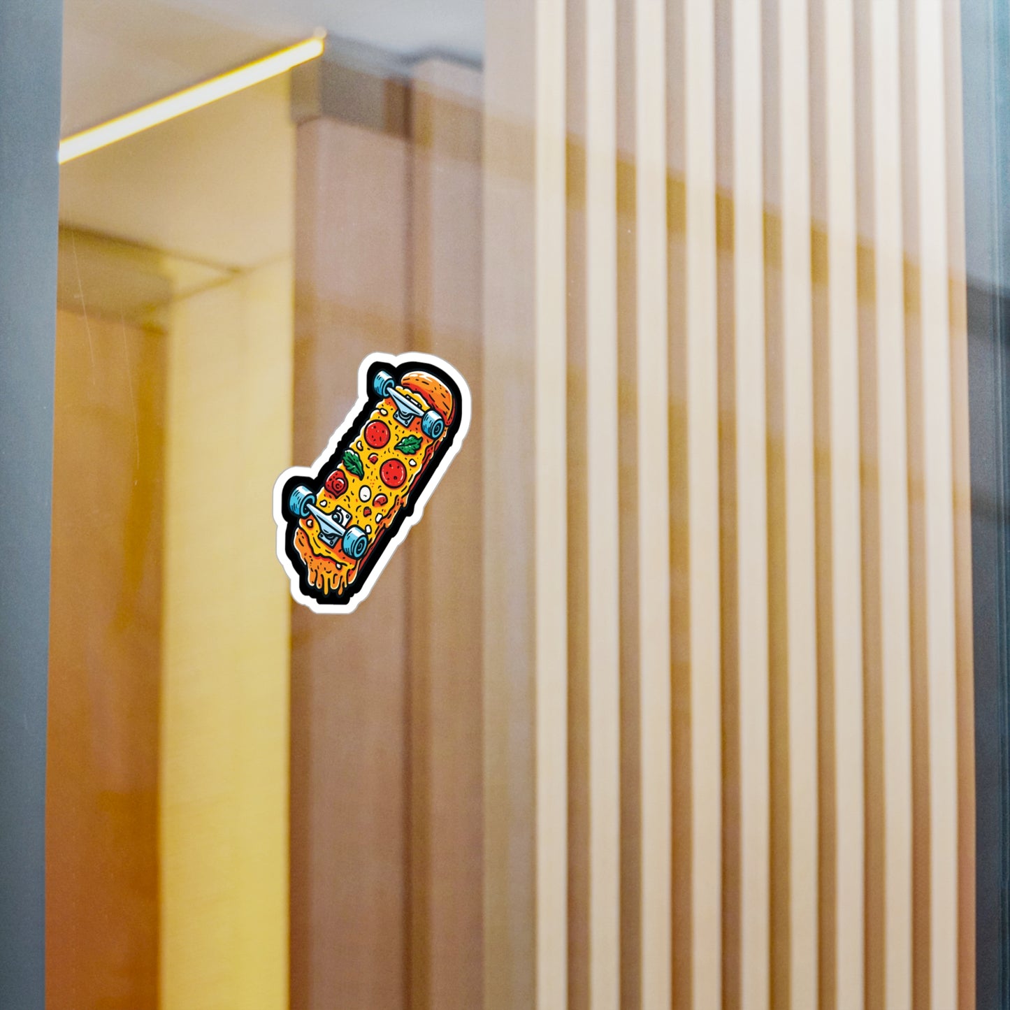 Pizza Skateboard - Skateboarding Sticker for Laptop Sticker. Water Bottle Sticker, Vinyl Skateboarder Decal - Skateboarding Gift