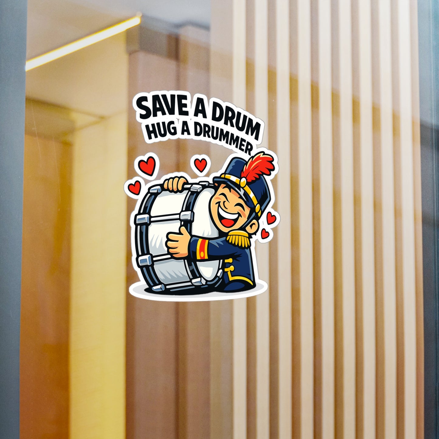 Marching Band Sticker Save a Drum, Hug a Drummer – Vinyl decals for Laptop or Water Bottle, drummer band director mellophone fans