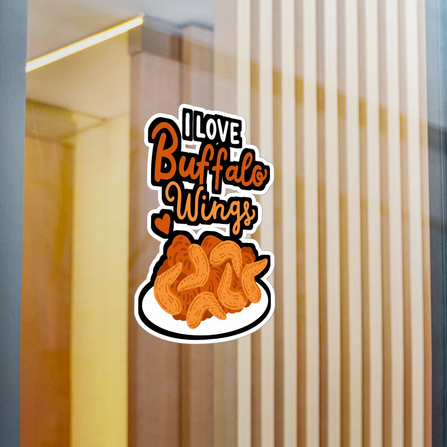 I Love Buffalo Wings - Chicken-wings Sticker for Laptop Sticker. Water Bottle Sticker, Vinyl Buffalo Decal - Chicken-wings Gift