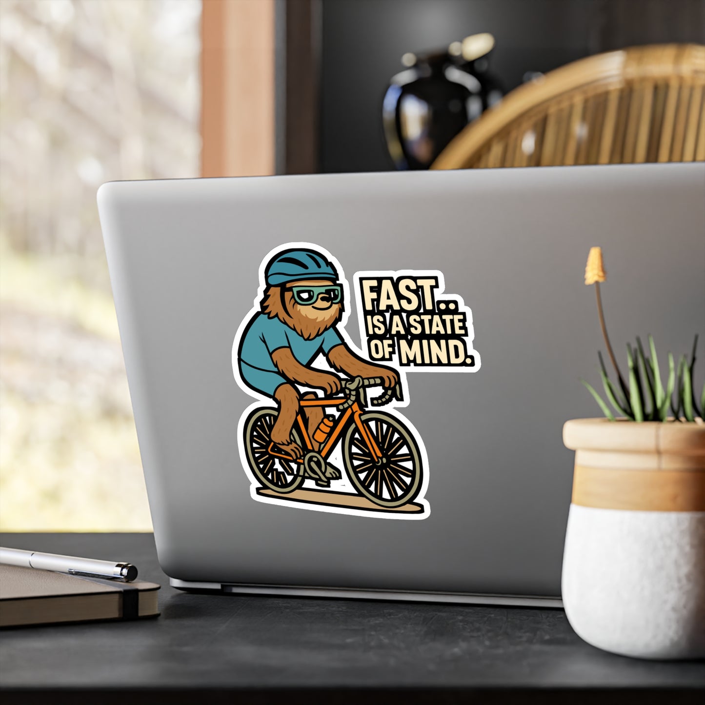 Fast… is a state of mind - Cycling Sticker for Laptop, Water Bottle, Biker Gift for Men & Women, Inspirational Cyclist Decal