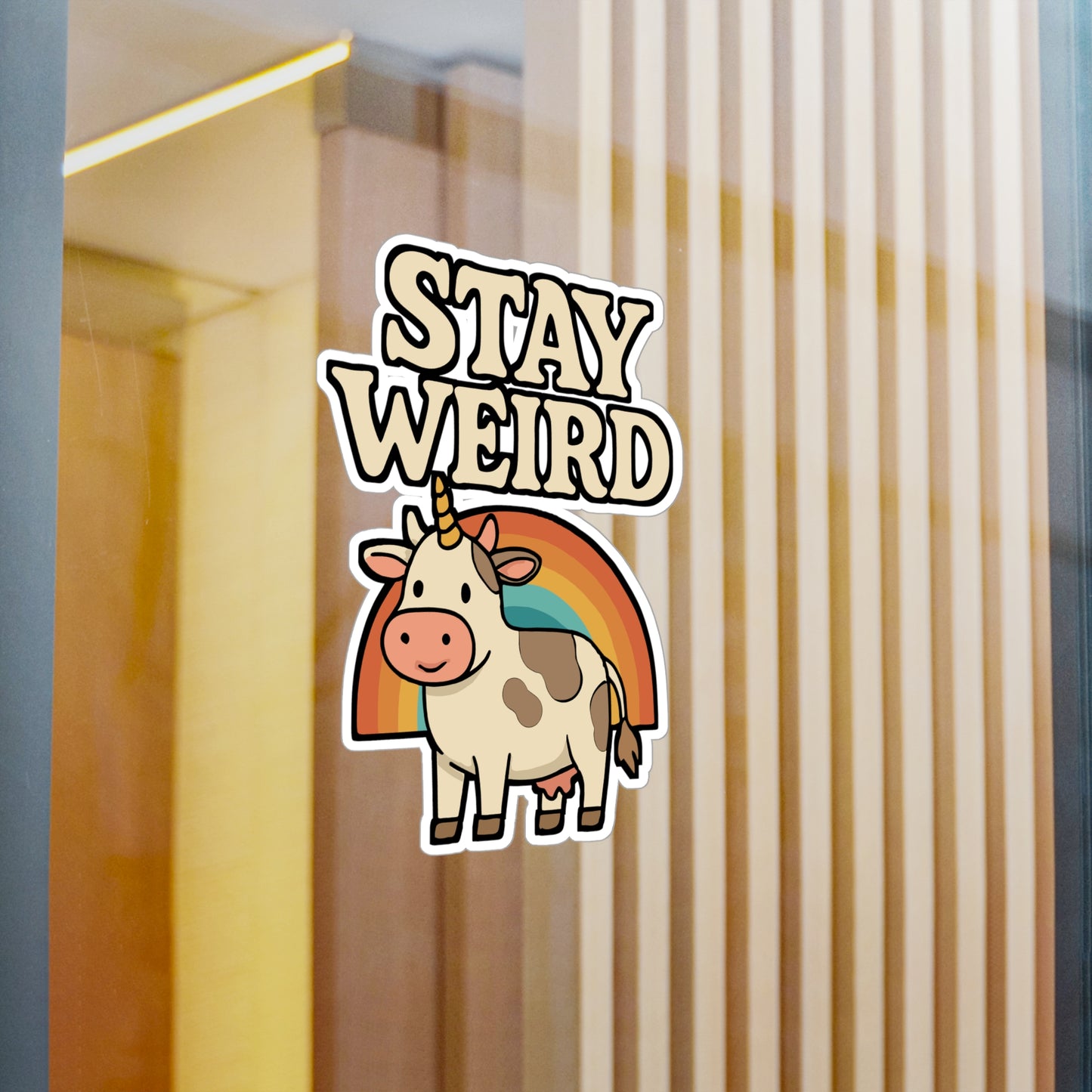 Stay Weird – Funny Sticker for Car, Laptop & Water Bottle | Quirky Cow Gift for Humor Lovers