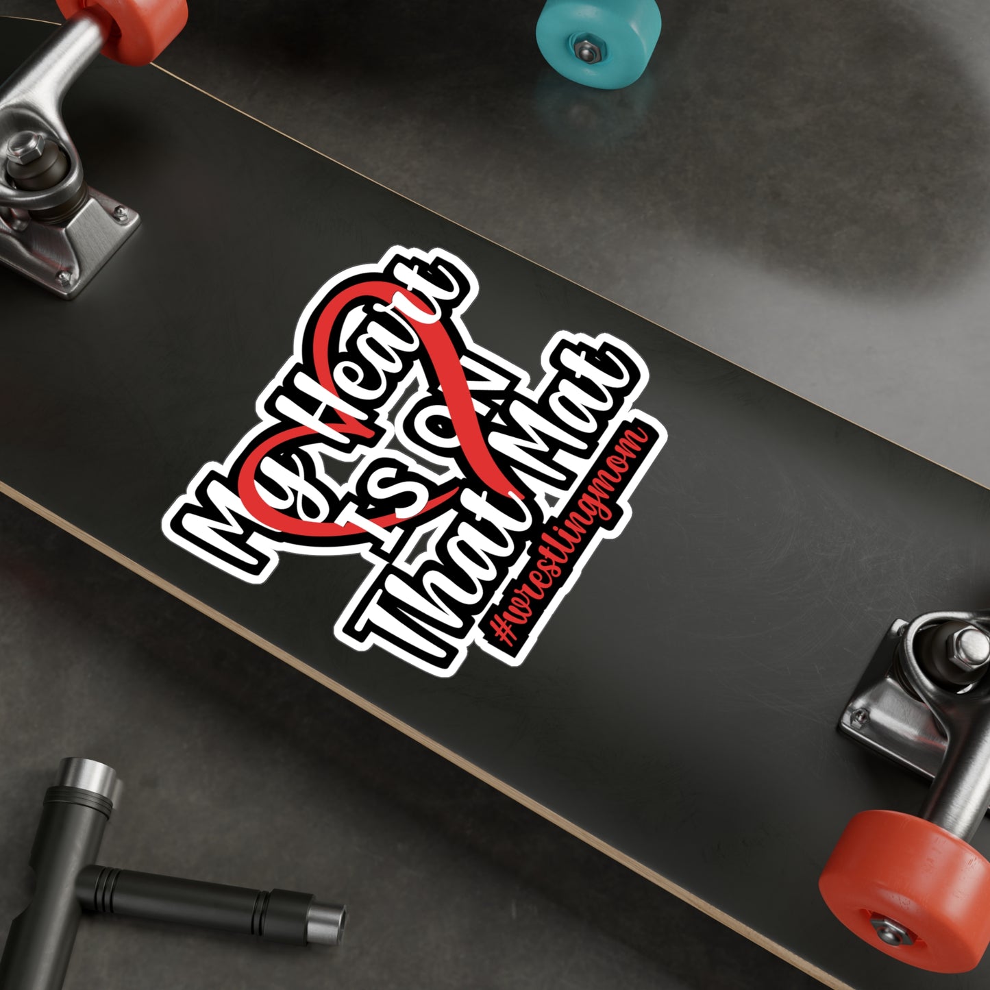 My Heart is on That Mat - Wrestle Sticker for Wall, Laptop, Window, Truck, Car Wrestle Gift Vinyl Wrestling Decal Sticker