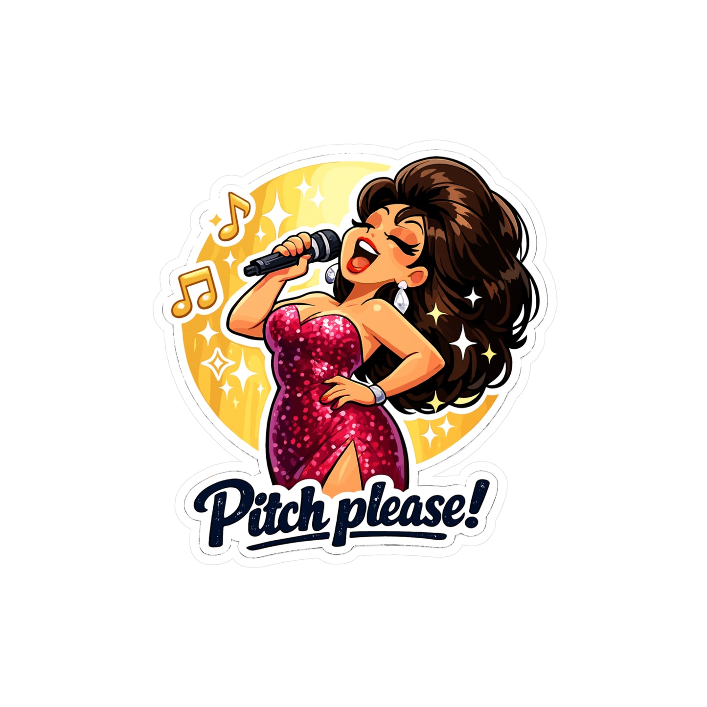 Karaoke Sticker Pitch Please Funny Music Beer Vibe Vinyl Waterproof Decals for Laptop Water Bottle