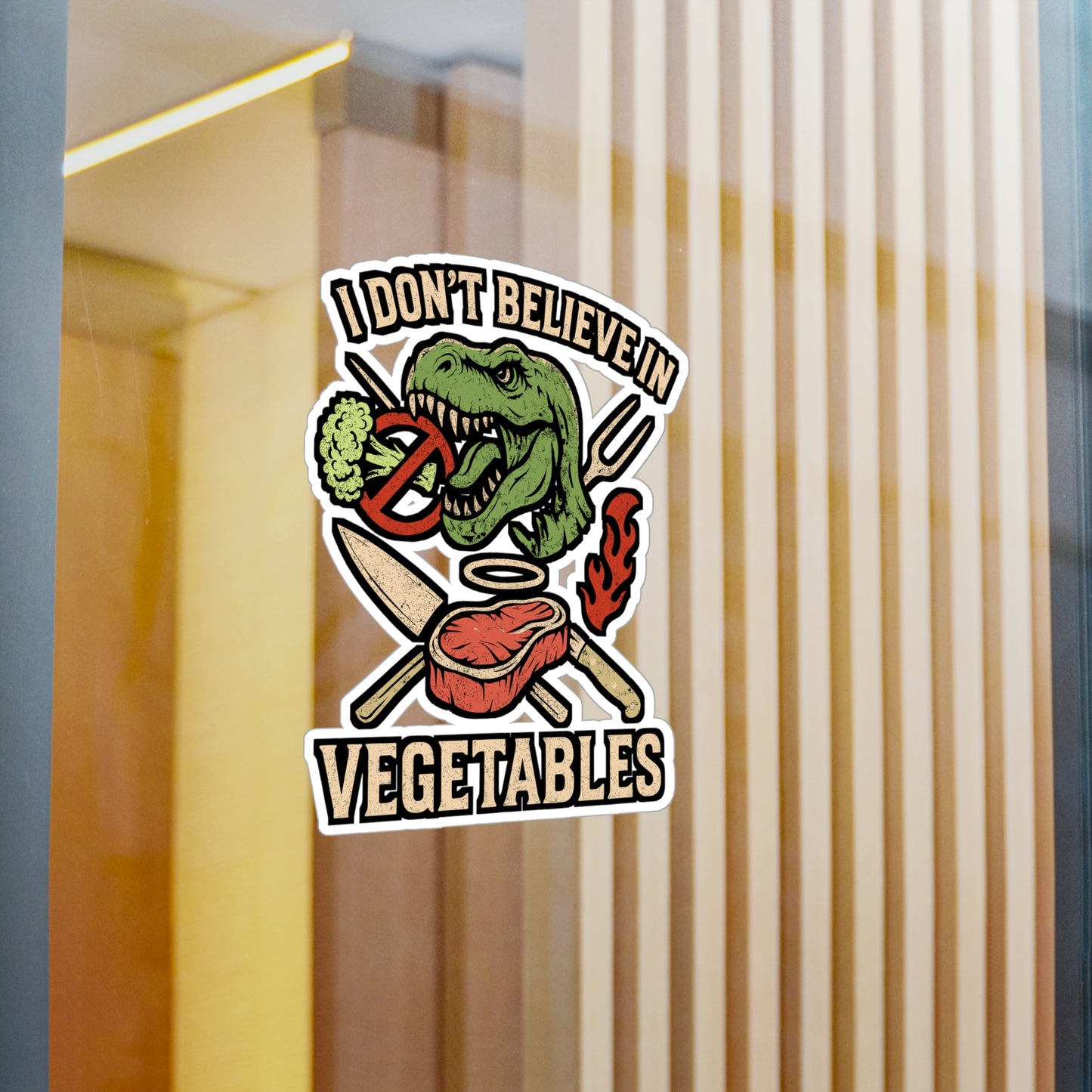 I Don't Believe In Vegetables – Carnivore Sticker for Laptop or Water Bottle | Funny Meat Lover Vinyl Decal, BBQ & Grill Gift