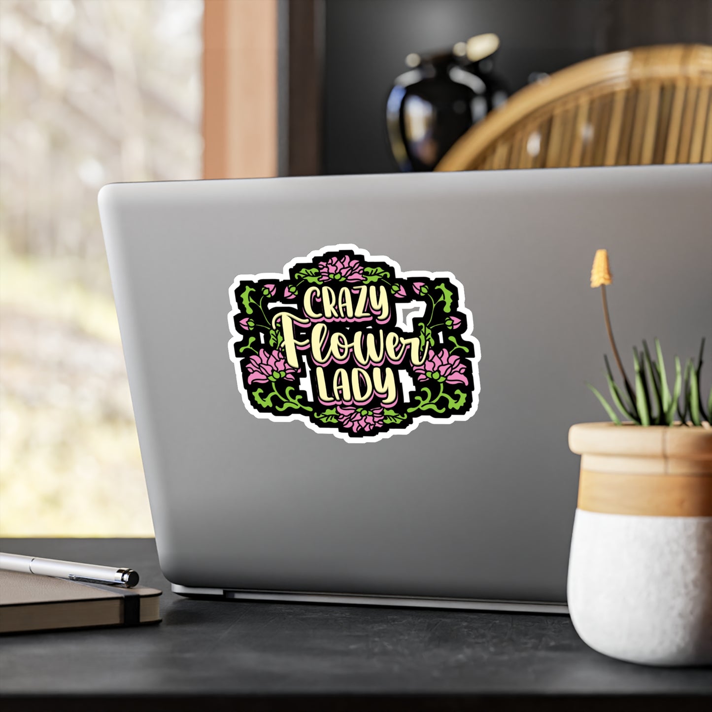 Crazy Flower Lady - Florists Sticker for Laptop Sticker. Water Bottle Sticker, Vinyl Gardening Decal - Florists Gift