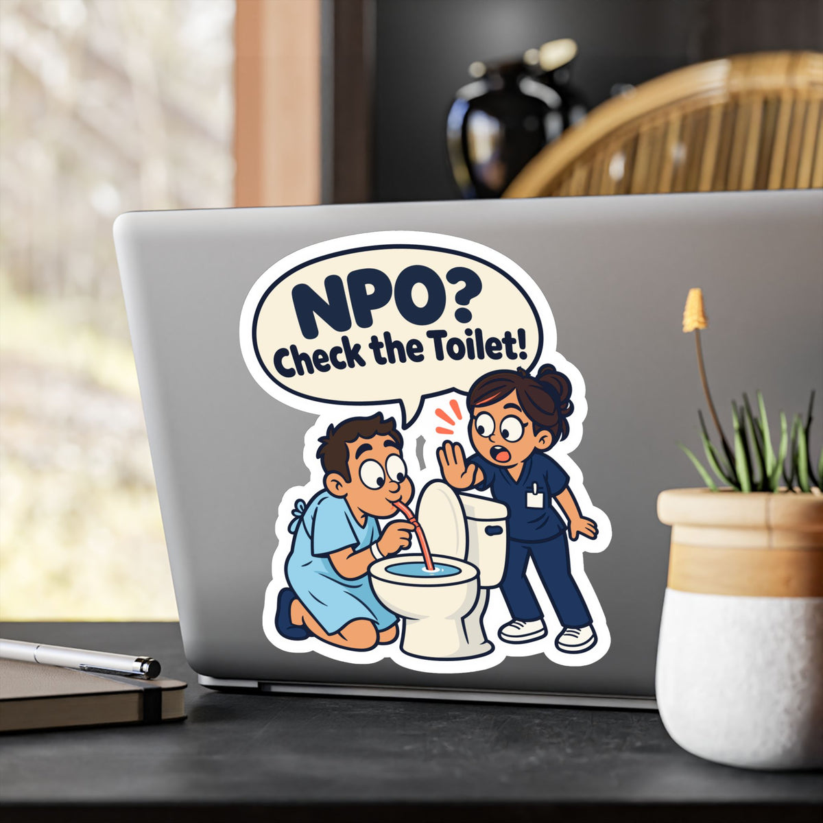 Nurse Sticker NPO? Check the Toilet – Funny Nursing Student Decals for Laptop or Water Bottle, Nursing School Gift